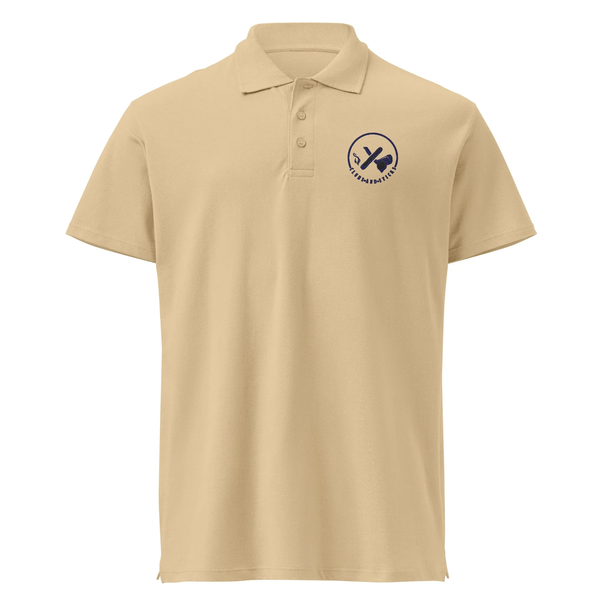 Clubs and Sticks Premium Pique Embroidered Polo Shirt - Navy Blue