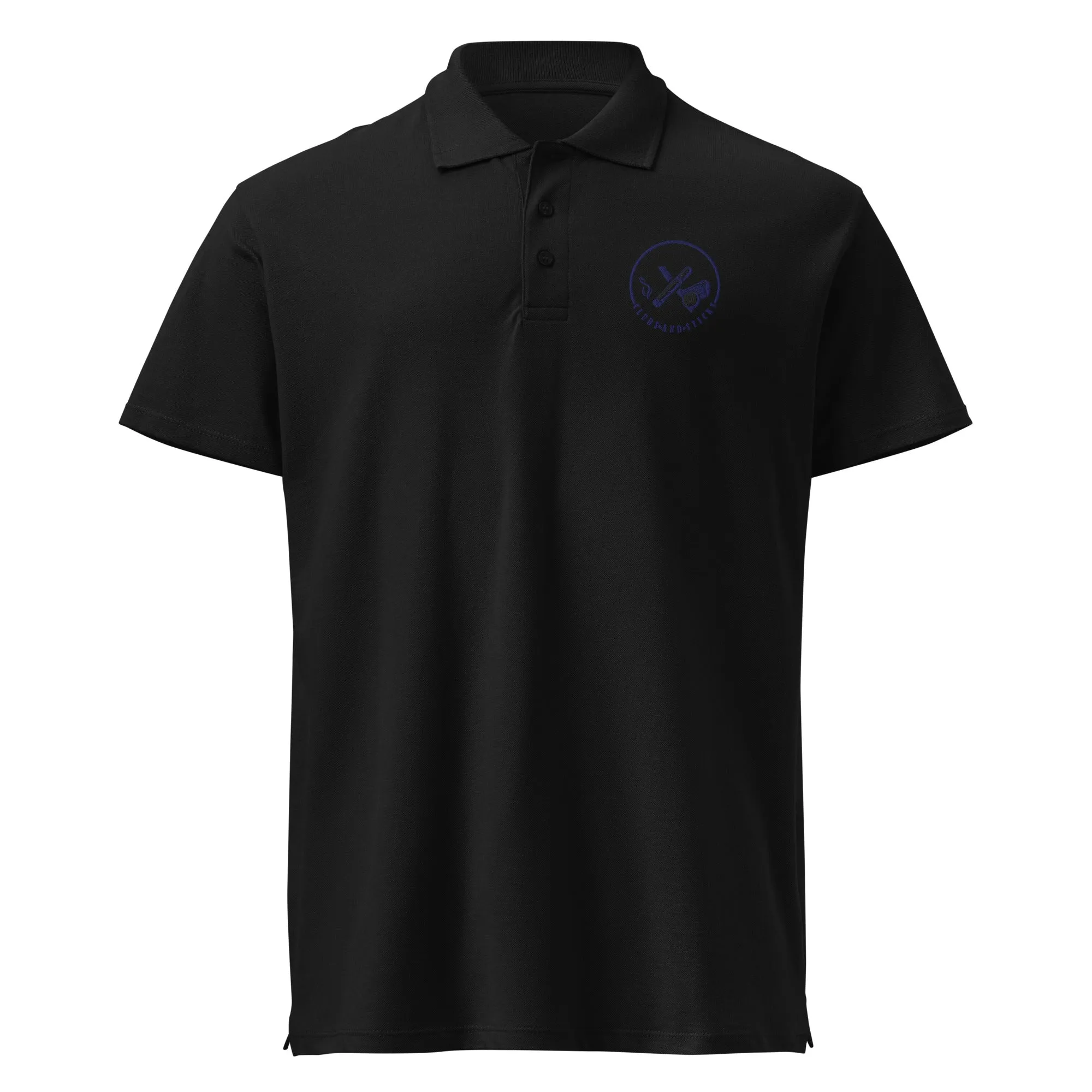 Clubs and Sticks Premium Pique Embroidered Polo Shirt - Navy Blue