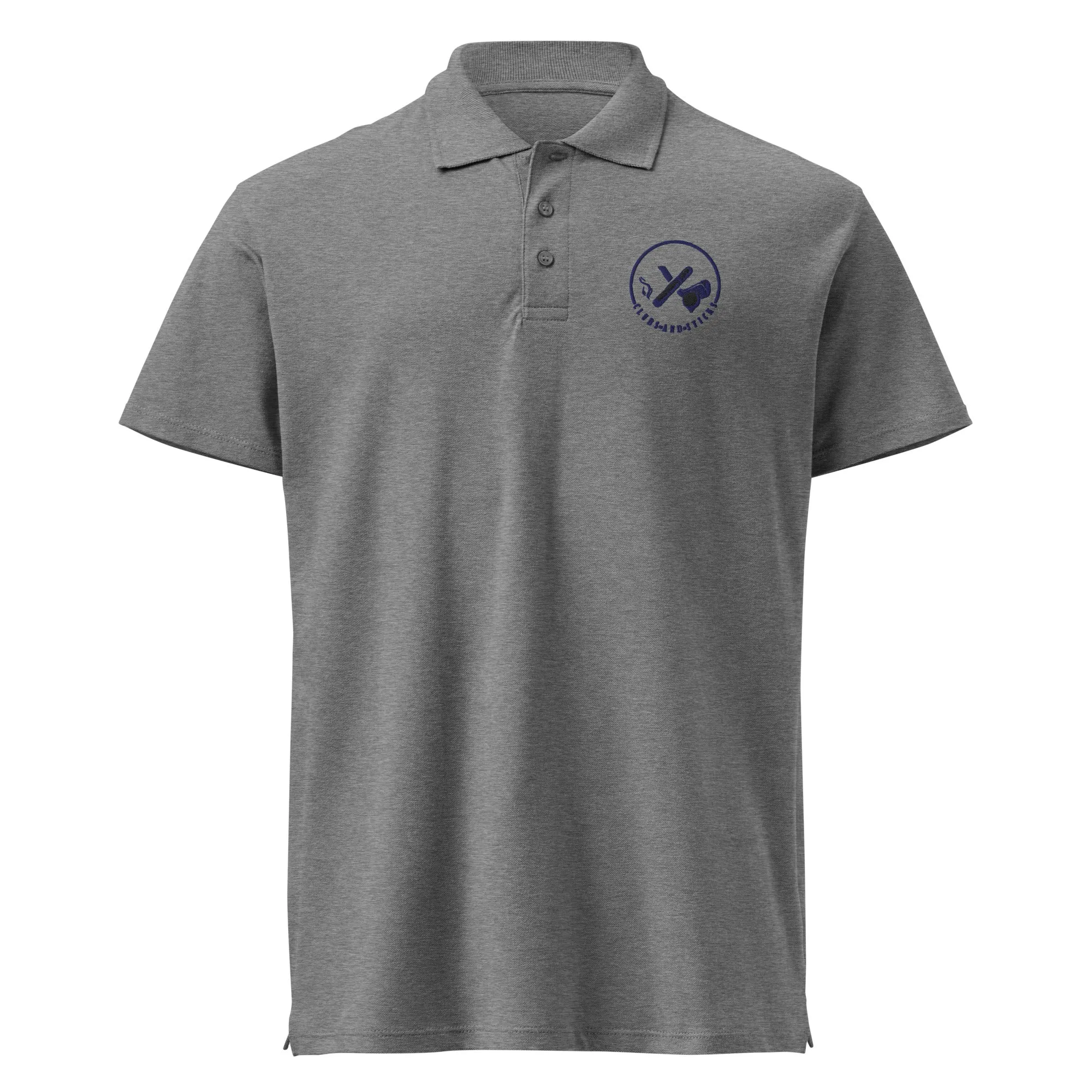 Clubs and Sticks Premium Pique Embroidered Polo Shirt - Navy Blue
