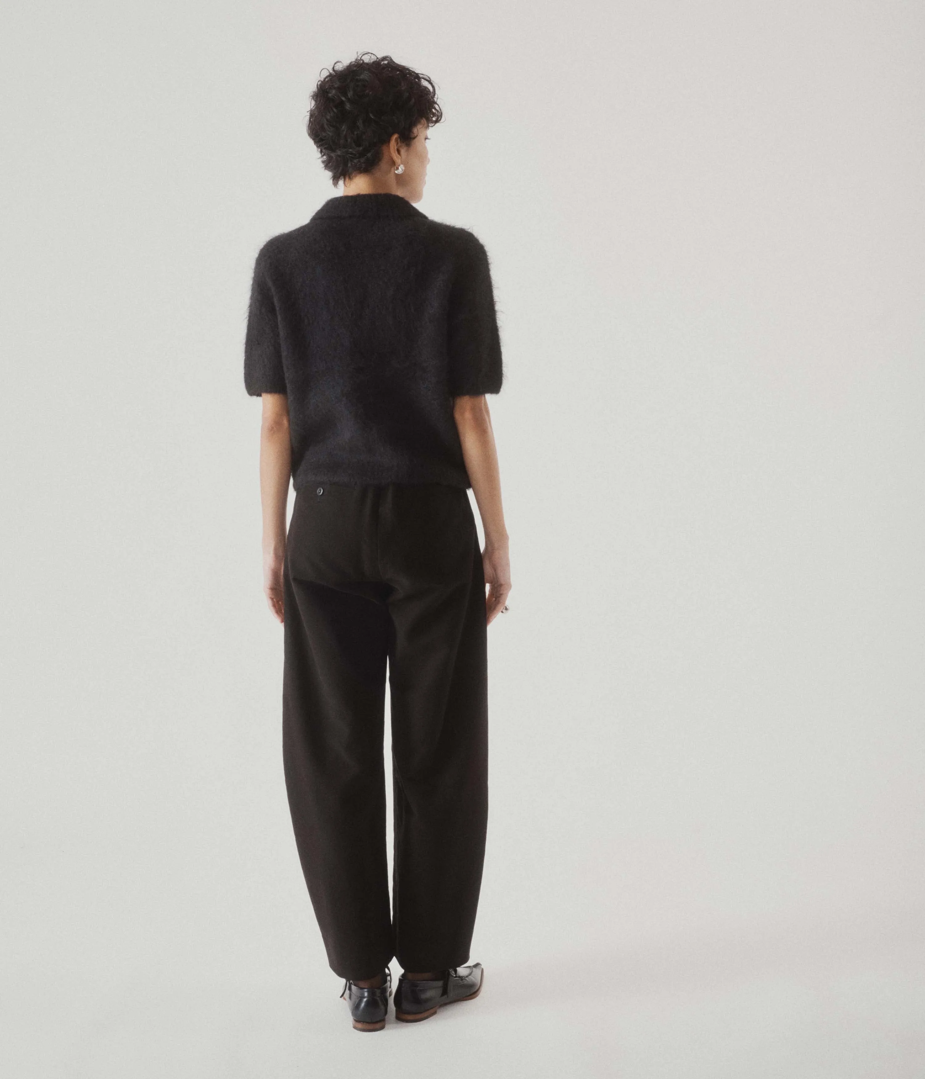 Compact Knit Polo in Black
