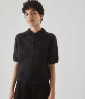 Compact Knit Polo in Black