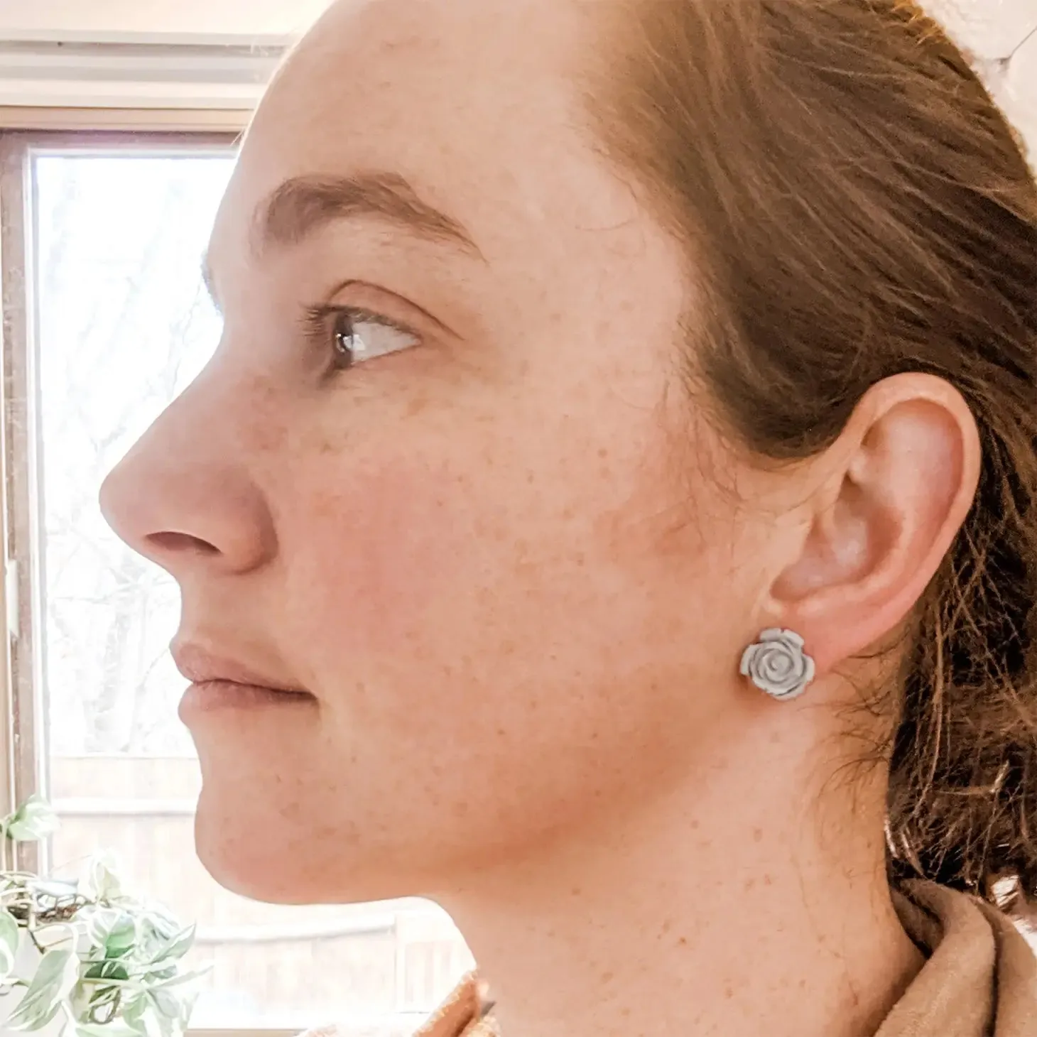 Concrete Rose Earrings