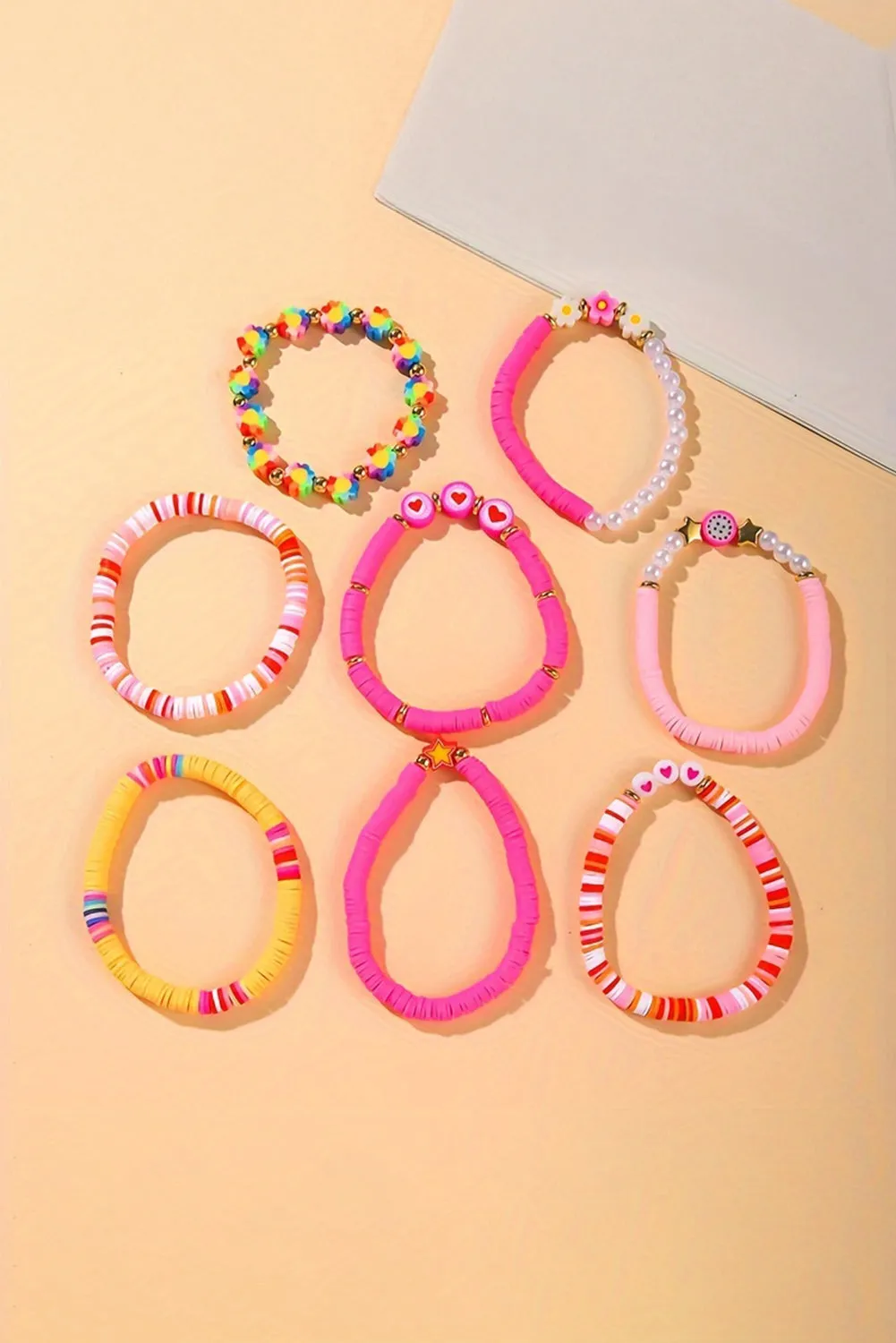 Coral Paradise Valentine Heart Flower Beaded Multi Layered Bracelet