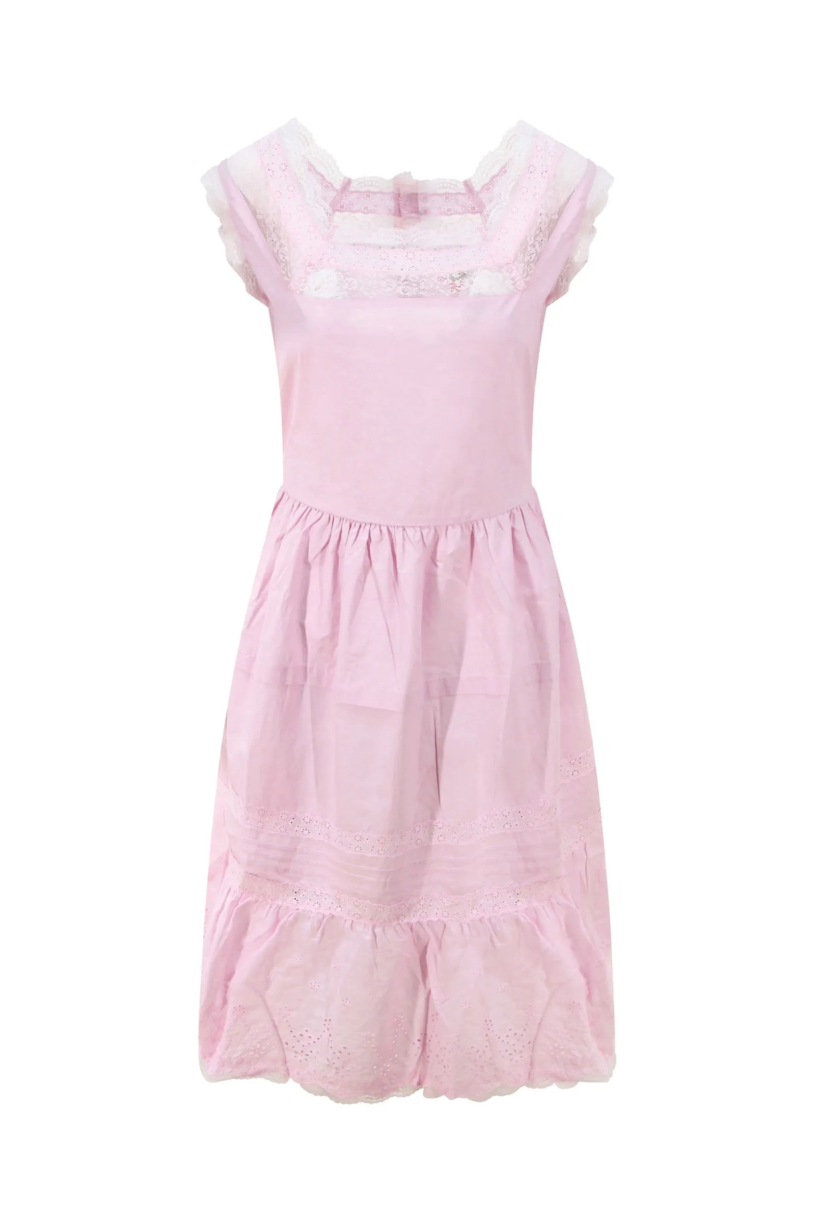 Cotton Lace Trim Summer Dress