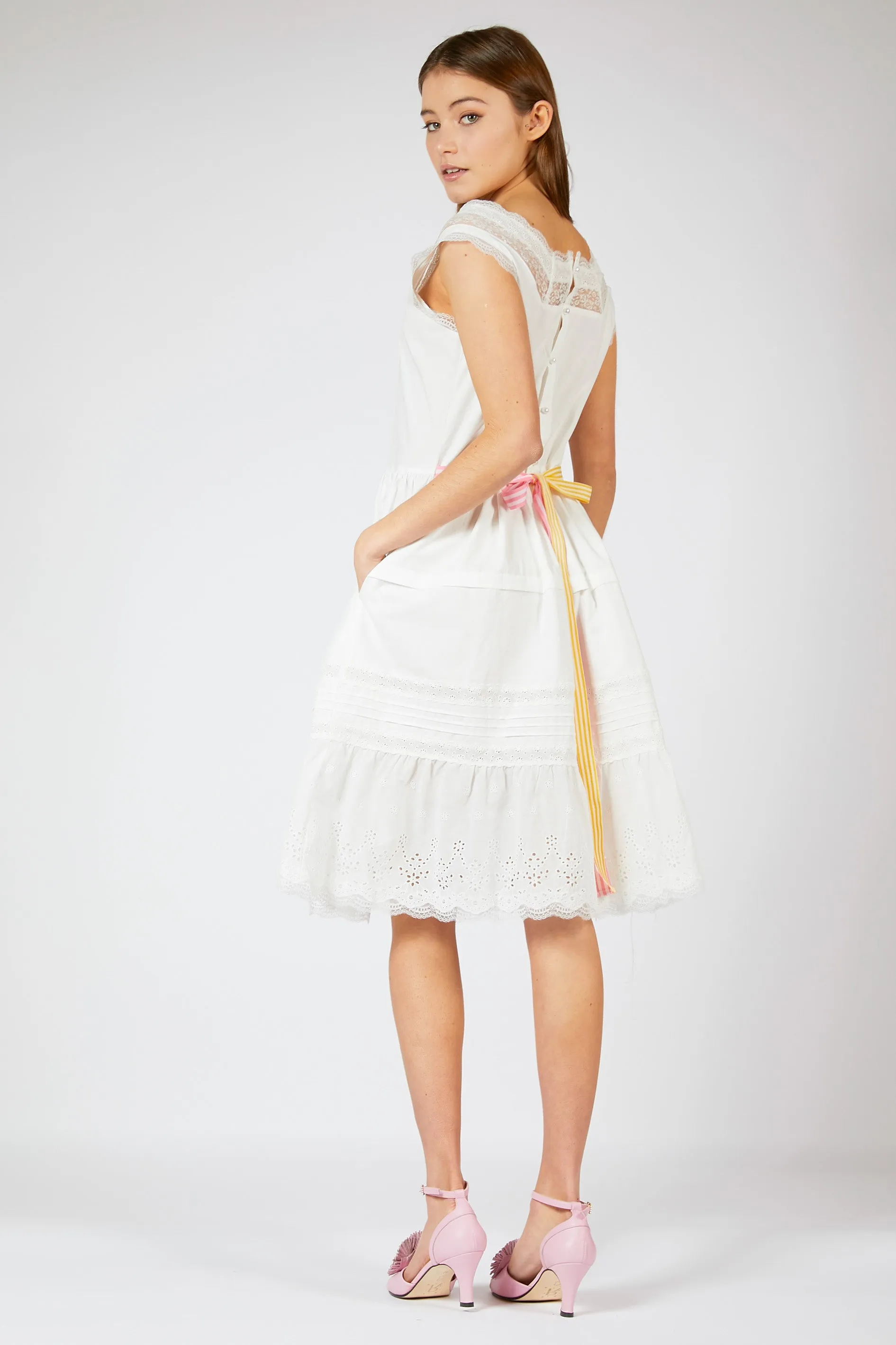 Cotton Lace Trim Summer Dress