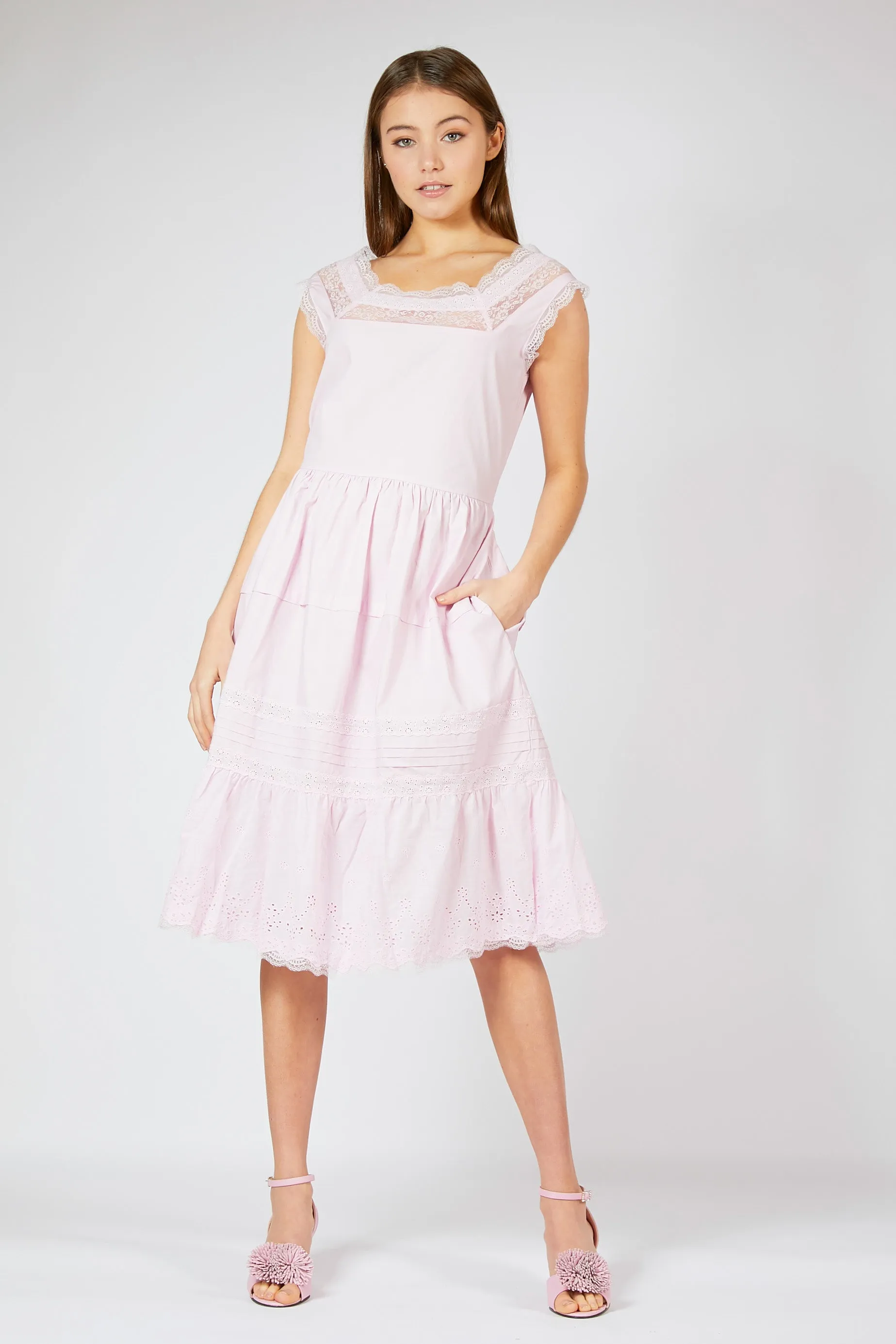 Cotton Lace Trim Summer Dress