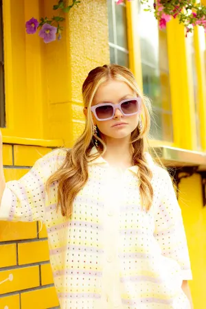 Crochet Style Knit Stripe Top