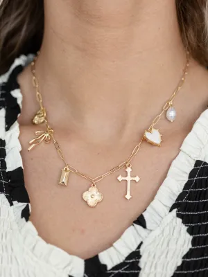 Cross Clover Multi Charm Necklace