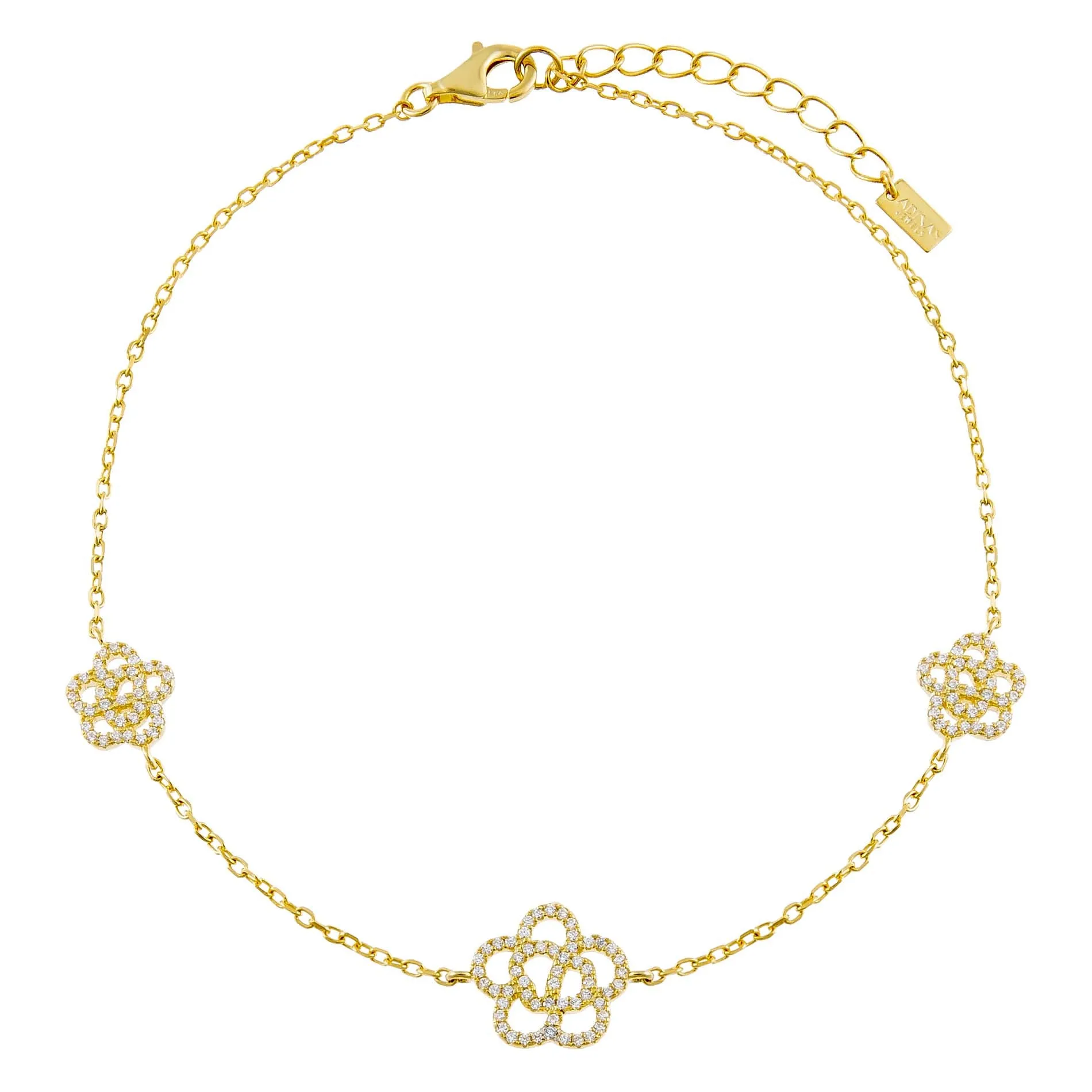 CZ Triple Rose Anklet