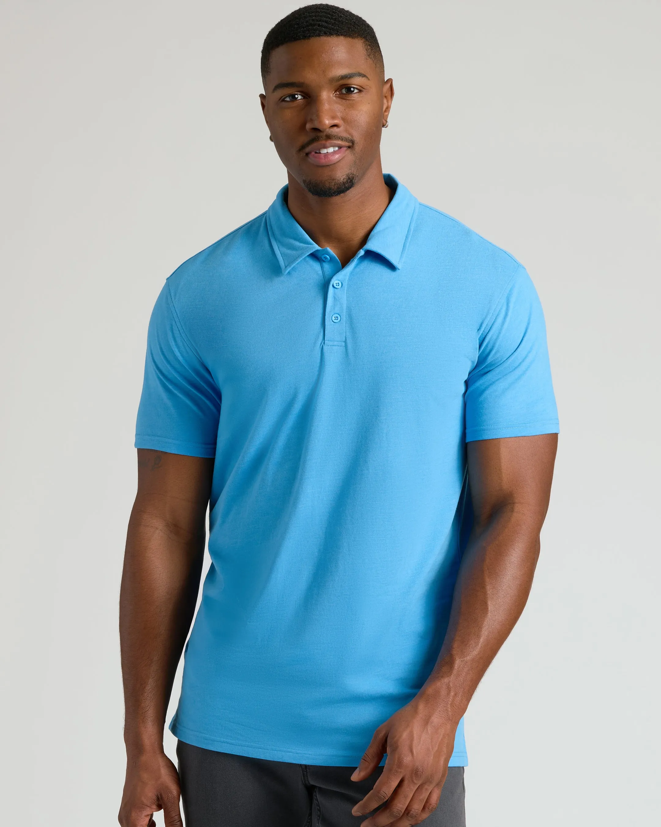 Dark Heather Bahama Blue Short Sleeve Tall Polo