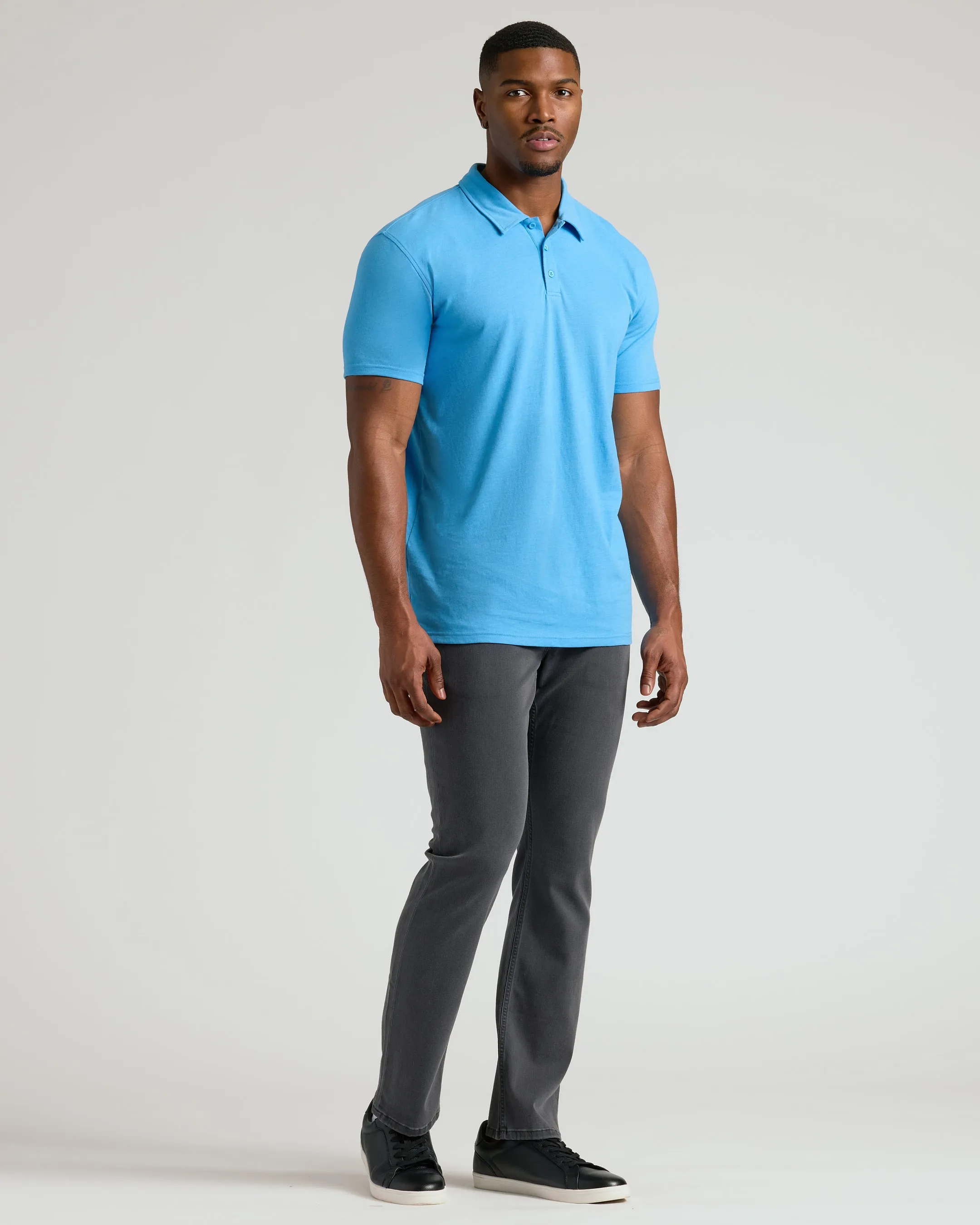 Dark Heather Bahama Blue Short Sleeve Tall Polo