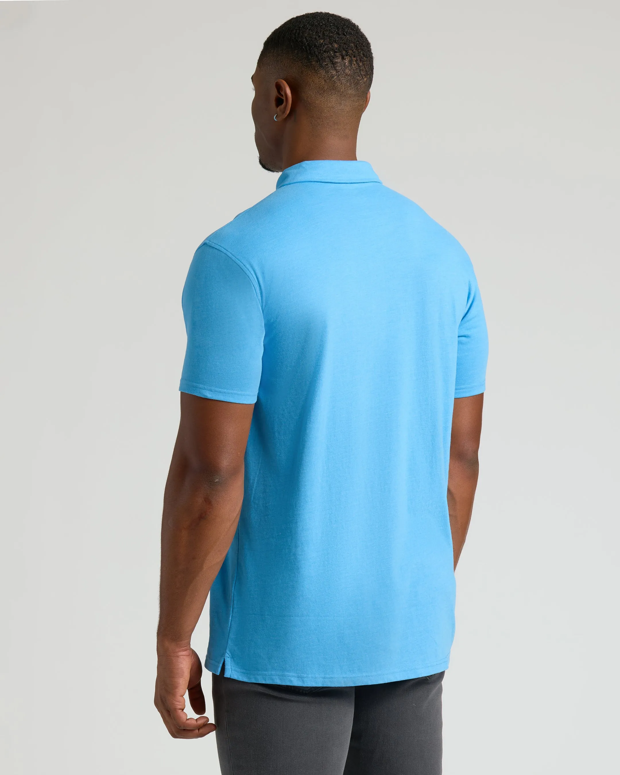 Dark Heather Bahama Blue Short Sleeve Tall Polo