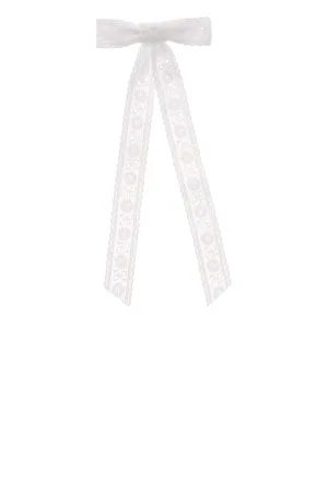 Dolly White Eyelet Lace Bow Barrette