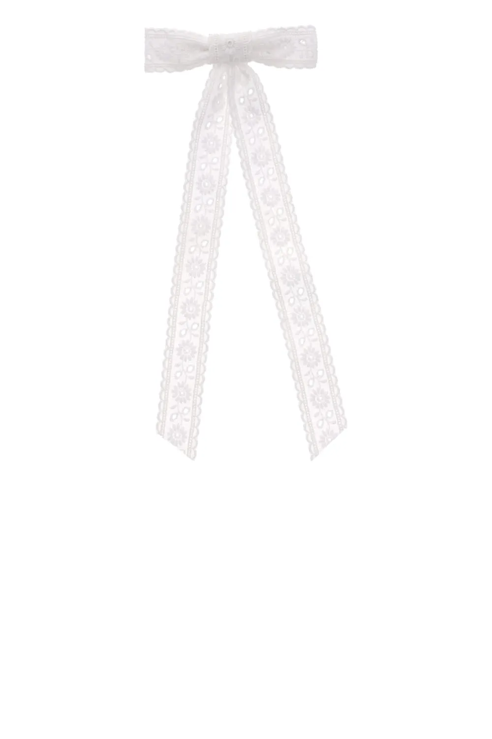 Dolly White Eyelet Lace Bow Barrette