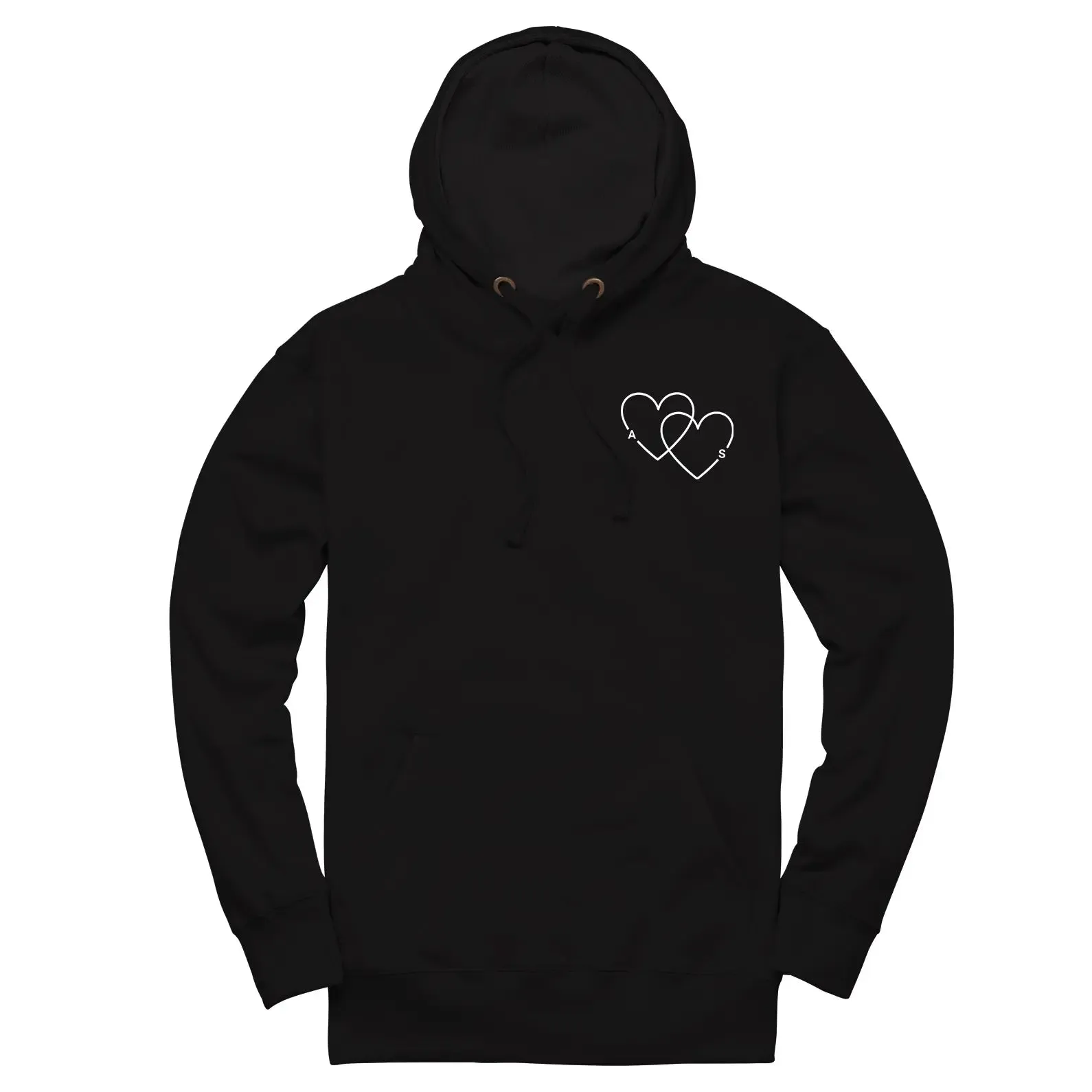 Double Heart Embroidered Initials Unisex Hoodie