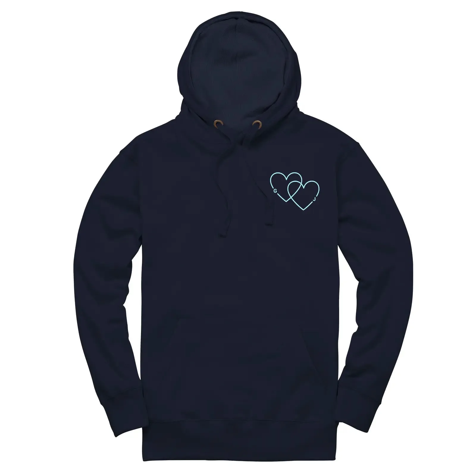 Double Heart Embroidered Initials Unisex Hoodie