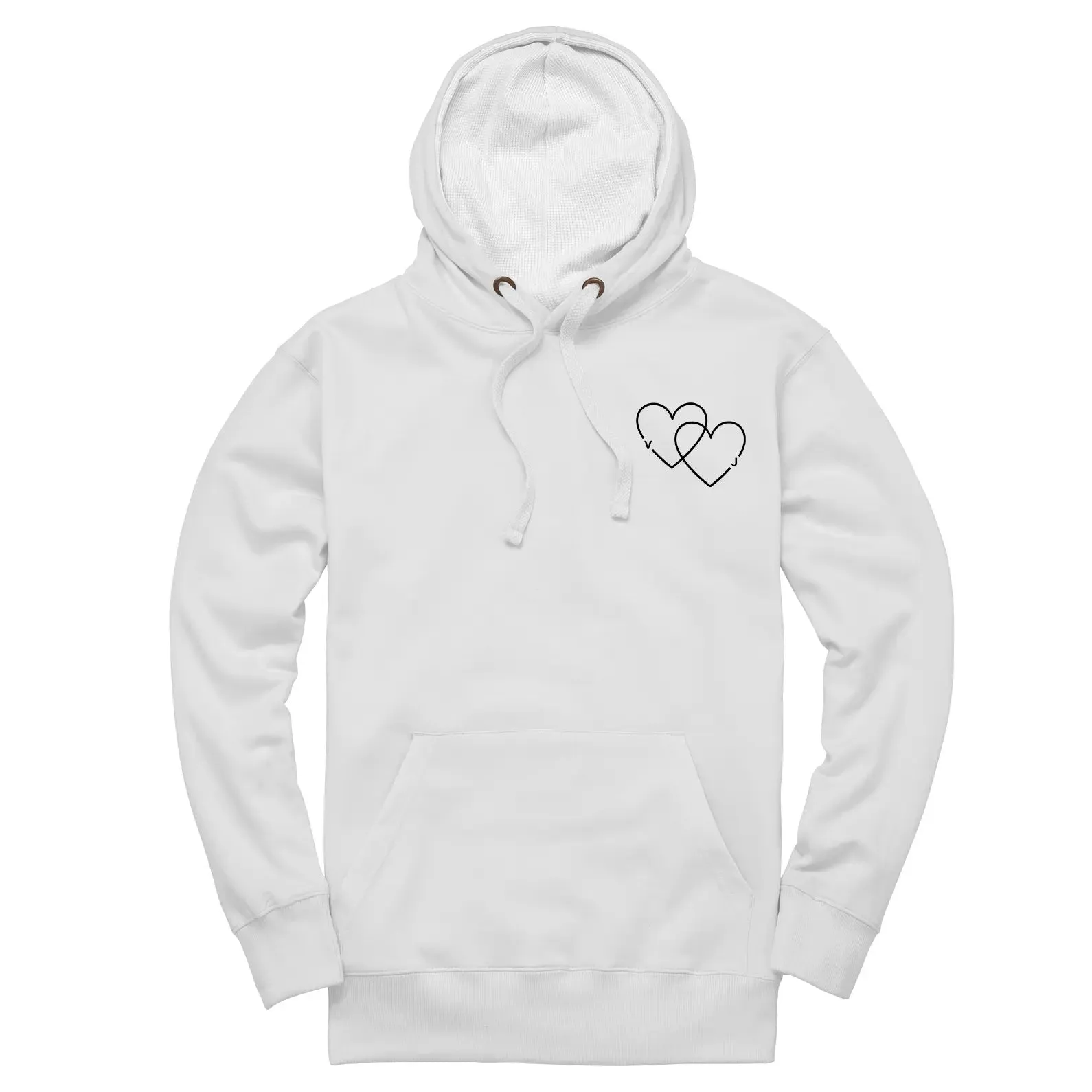Double Heart Embroidered Initials Unisex Hoodie