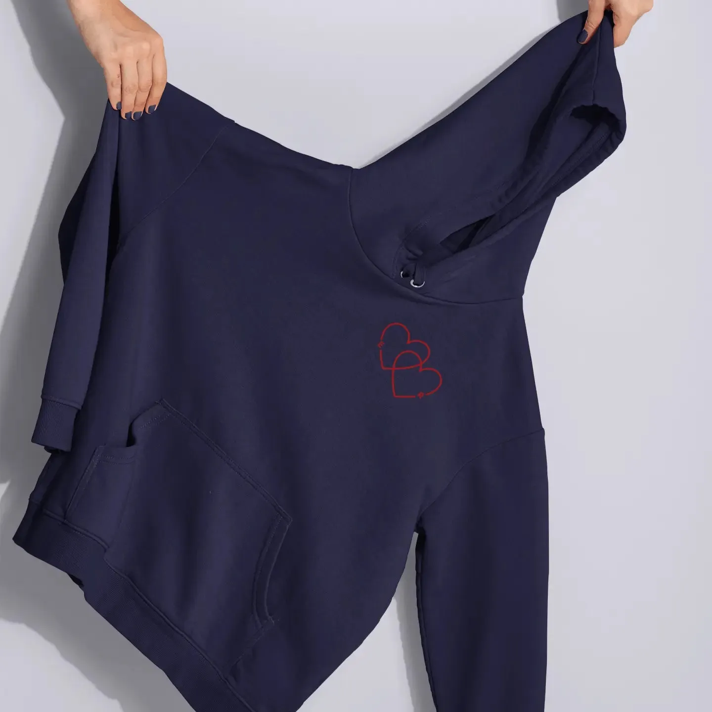 Double Heart Embroidered Initials Unisex Hoodie