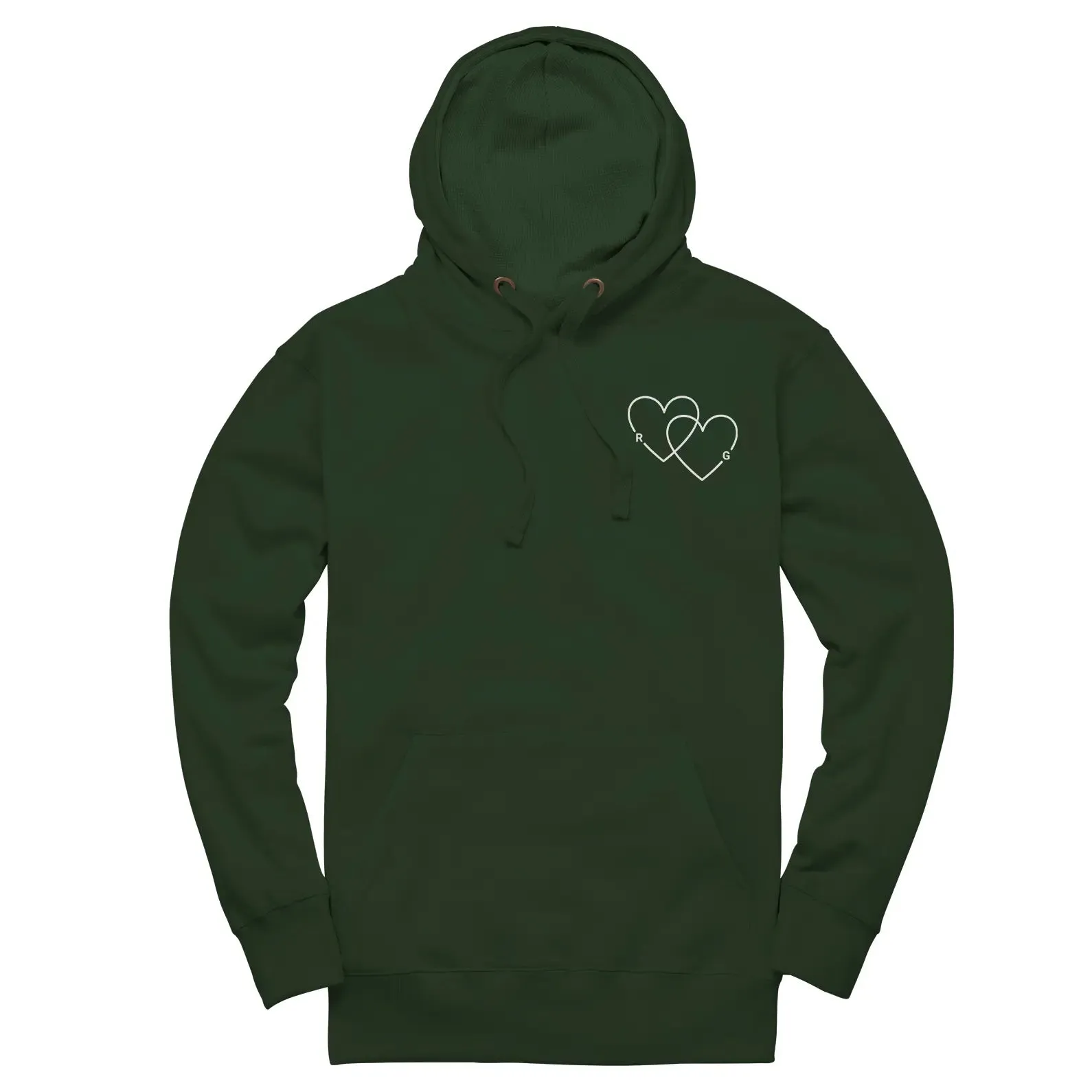 Double Heart Embroidered Initials Unisex Hoodie