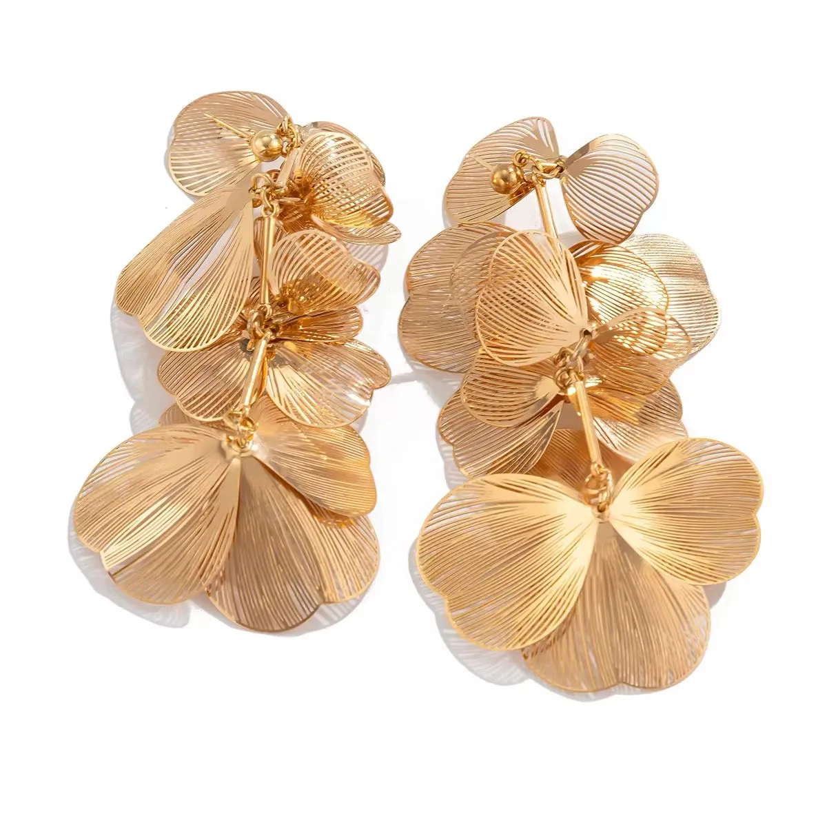 Elegant Romantic Petal Flower Long Hanging Drop Earrings