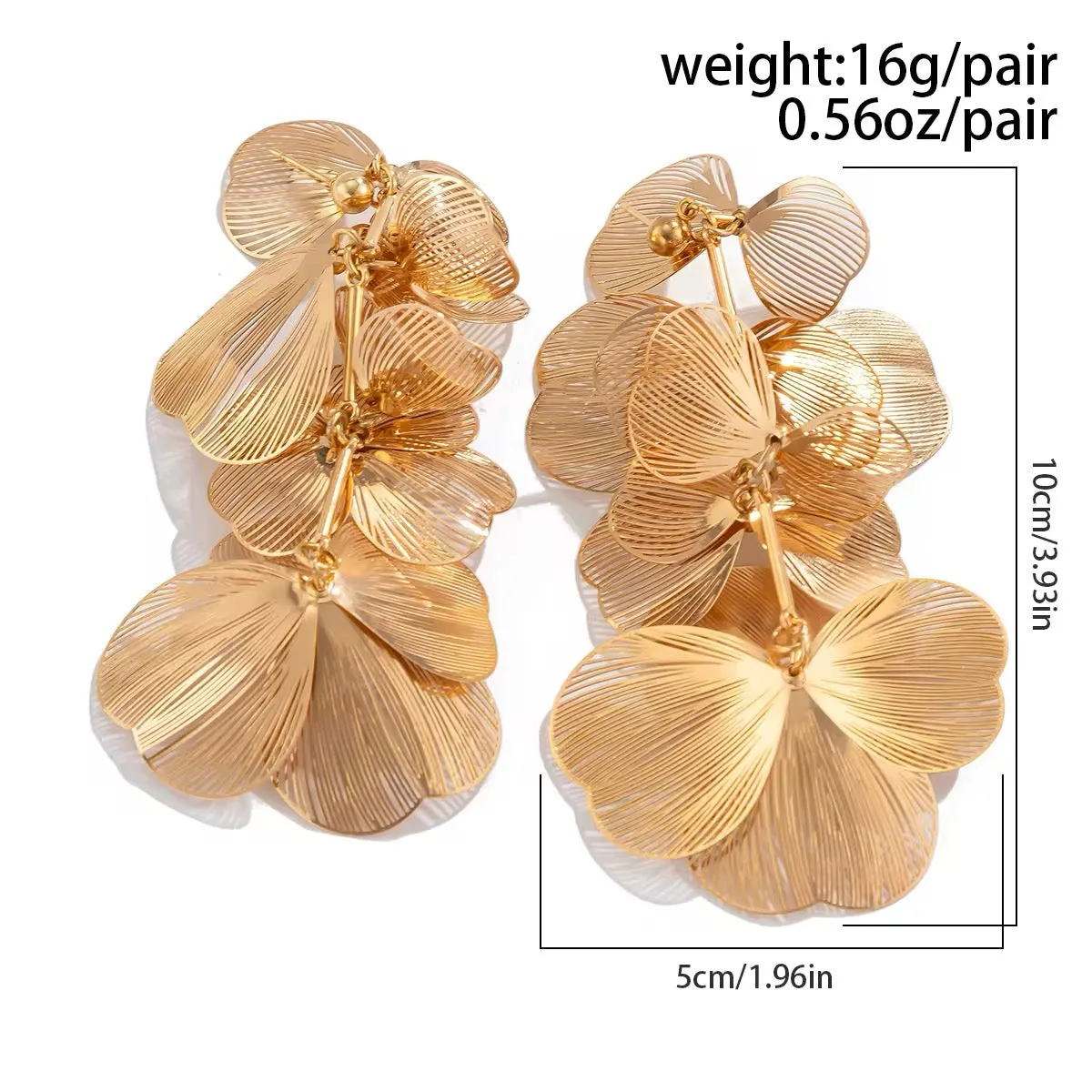 Elegant Romantic Petal Flower Long Hanging Drop Earrings