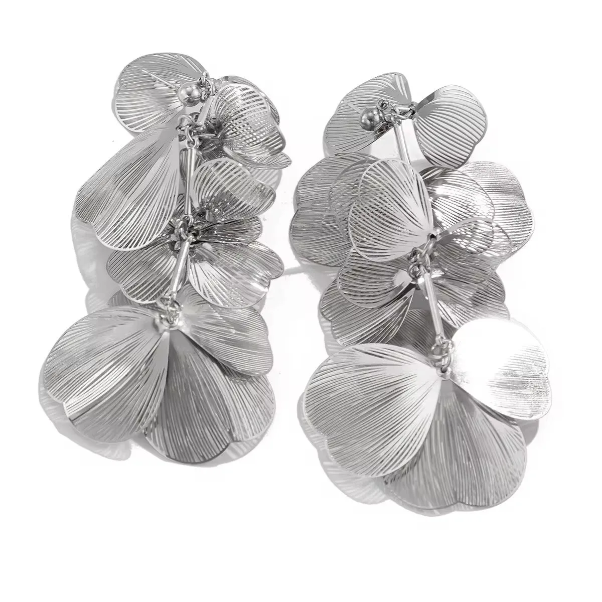 Elegant Romantic Petal Flower Long Hanging Drop Earrings