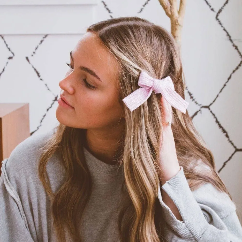 Ellie Knit Bow Clip - Soft Lilac