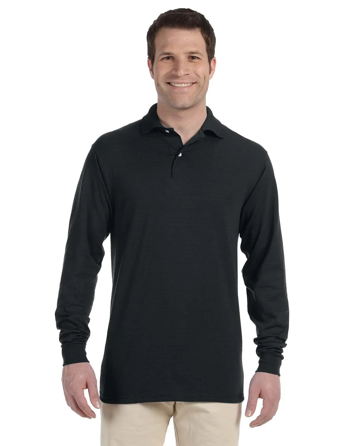 Embroidered Jerzees Adult 5.6 oz SpotShield Long-Sleeve Jersey Polo 437ML