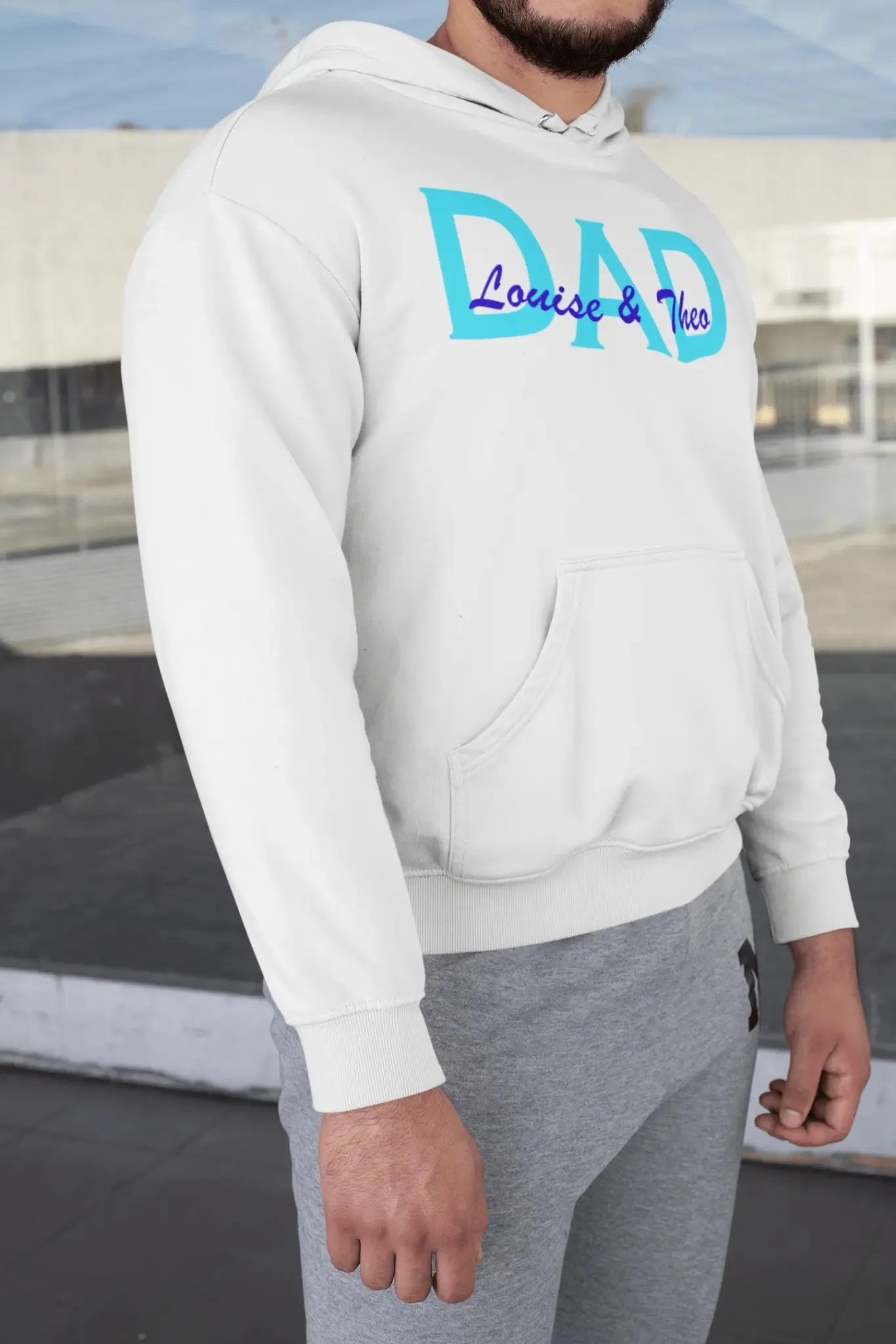 Embroidered Overlapping Name Unisex Hoodie