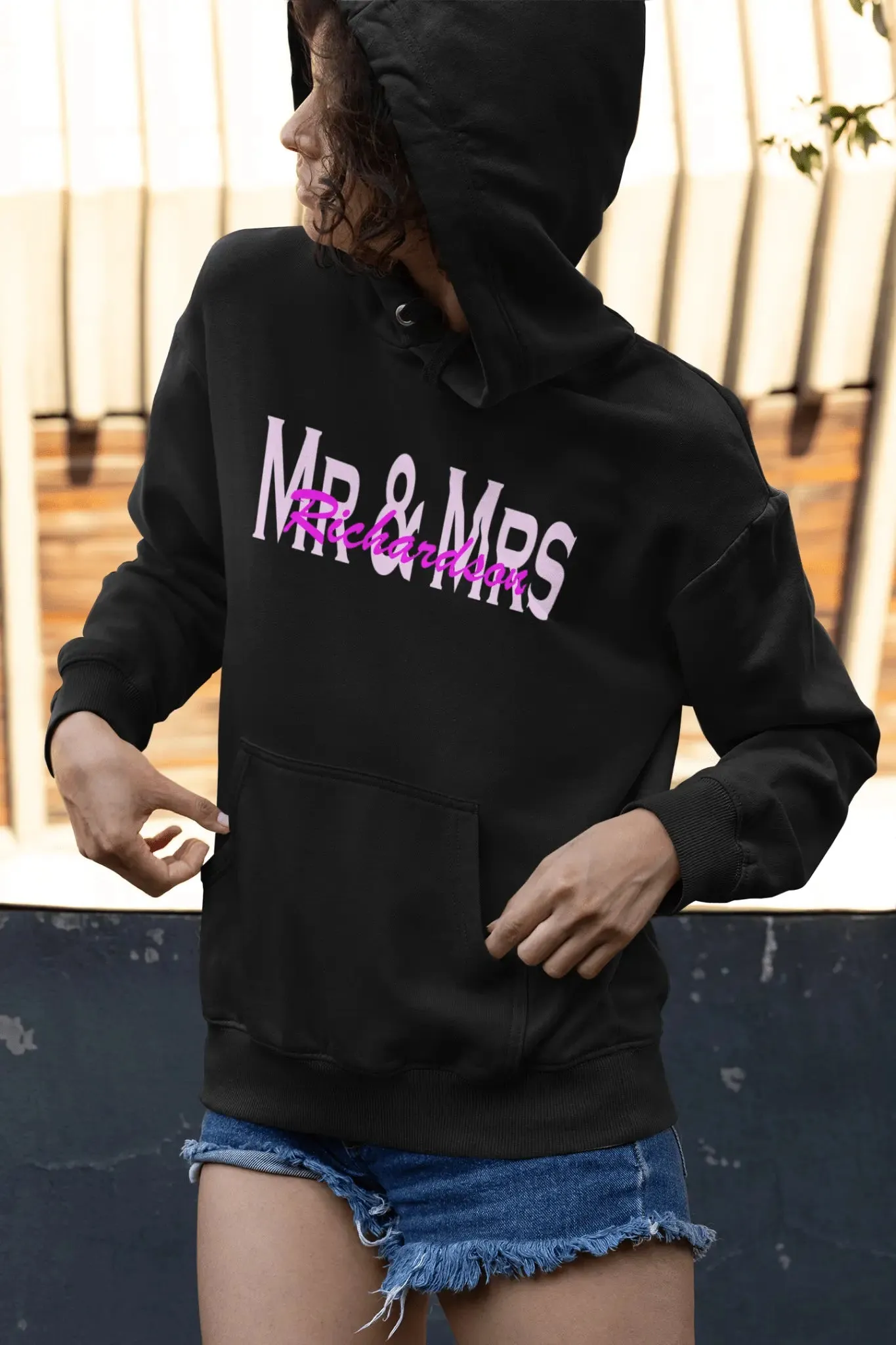 Embroidered Overlapping Name Unisex Hoodie