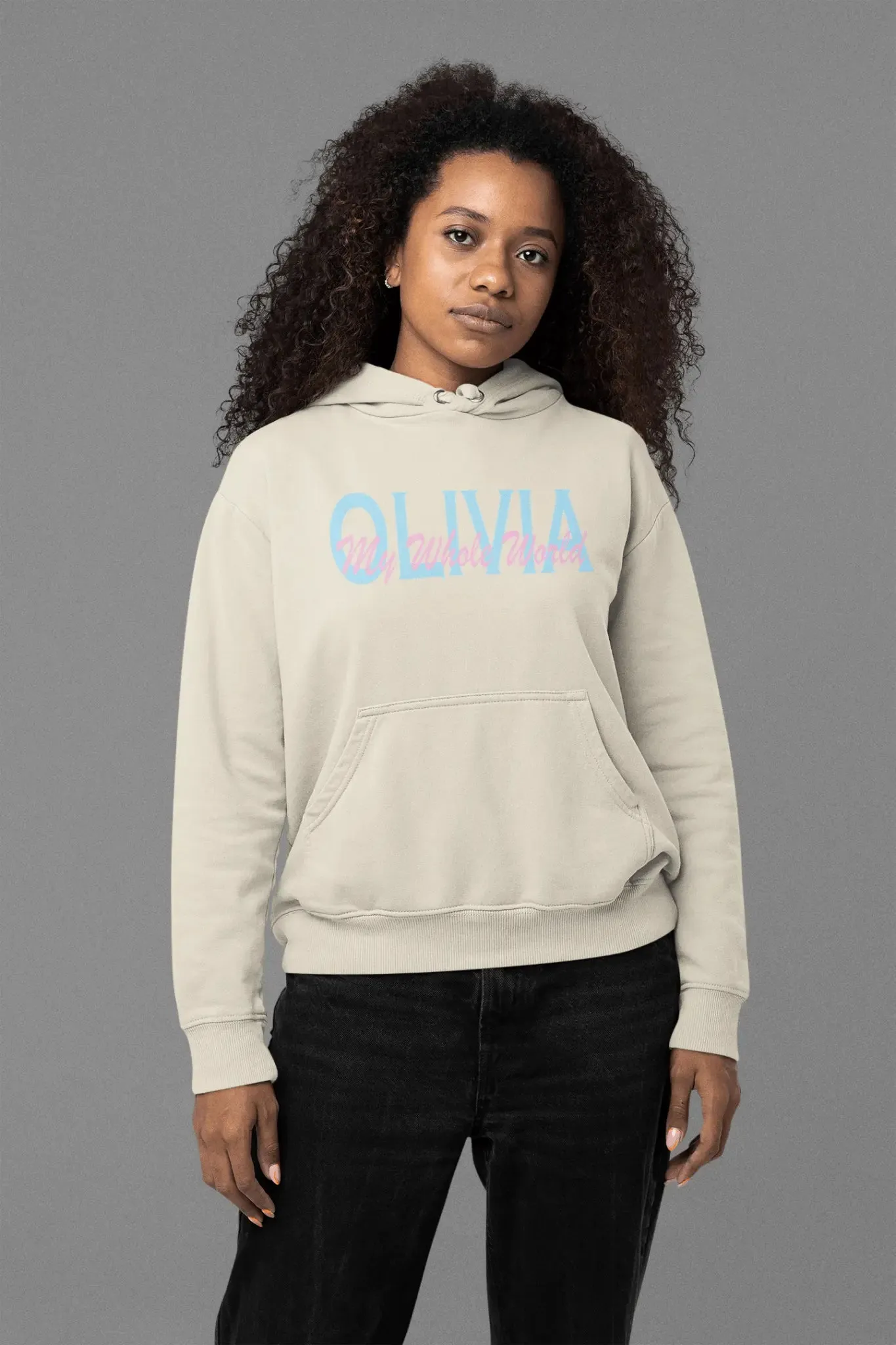 Embroidered Overlapping Name Unisex Hoodie