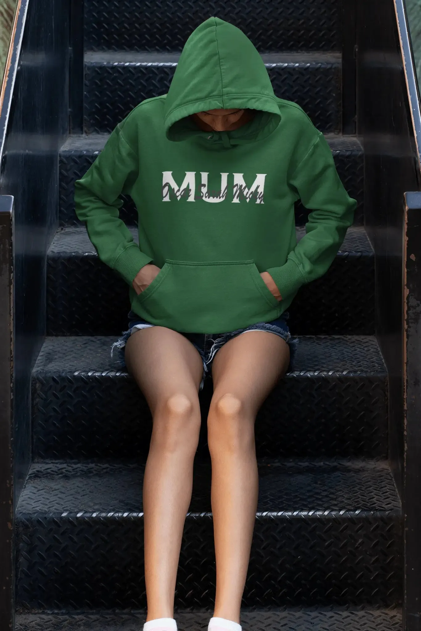 Embroidered Overlapping Name Unisex Hoodie