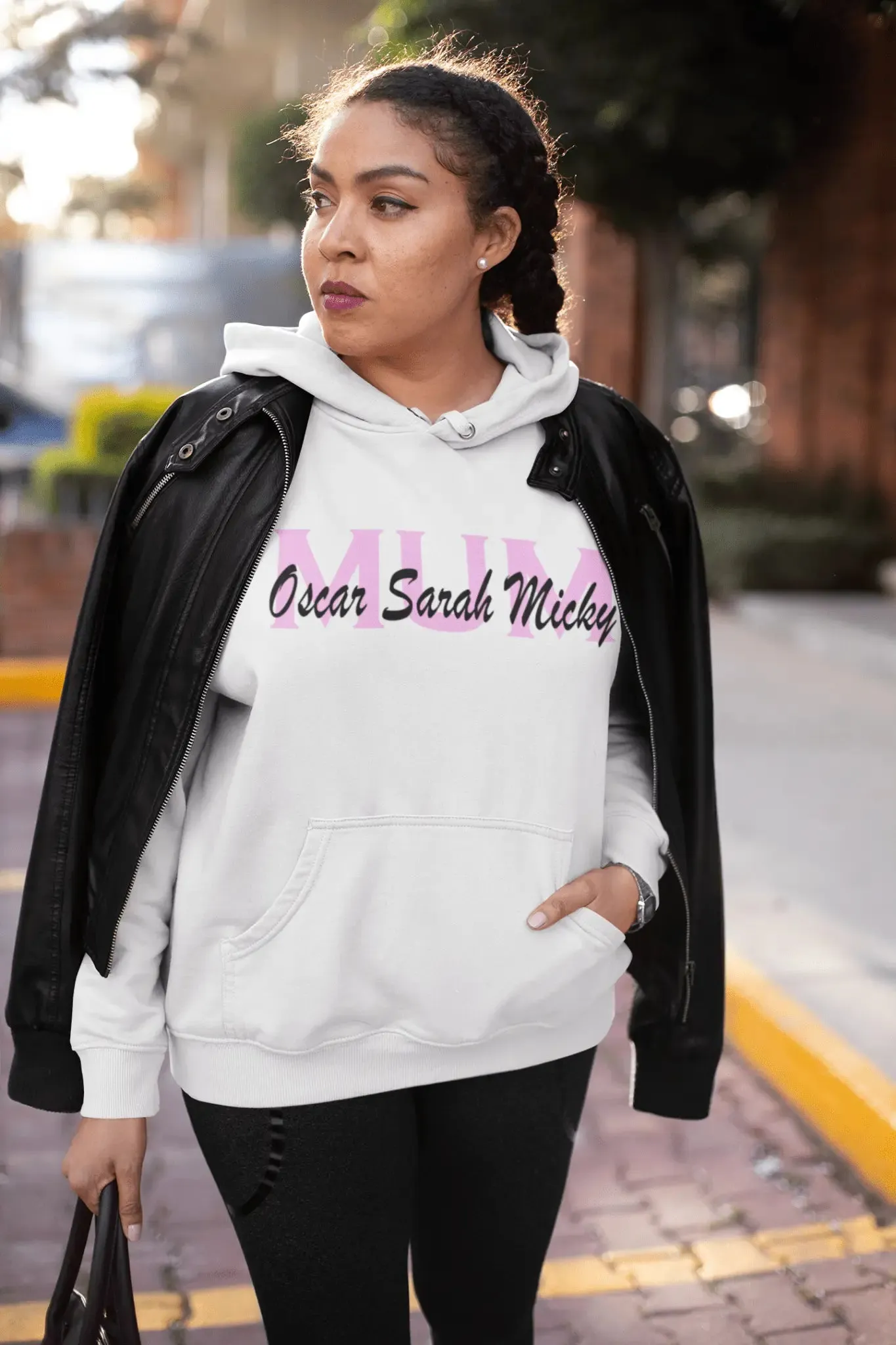 Embroidered Overlapping Name Unisex Hoodie