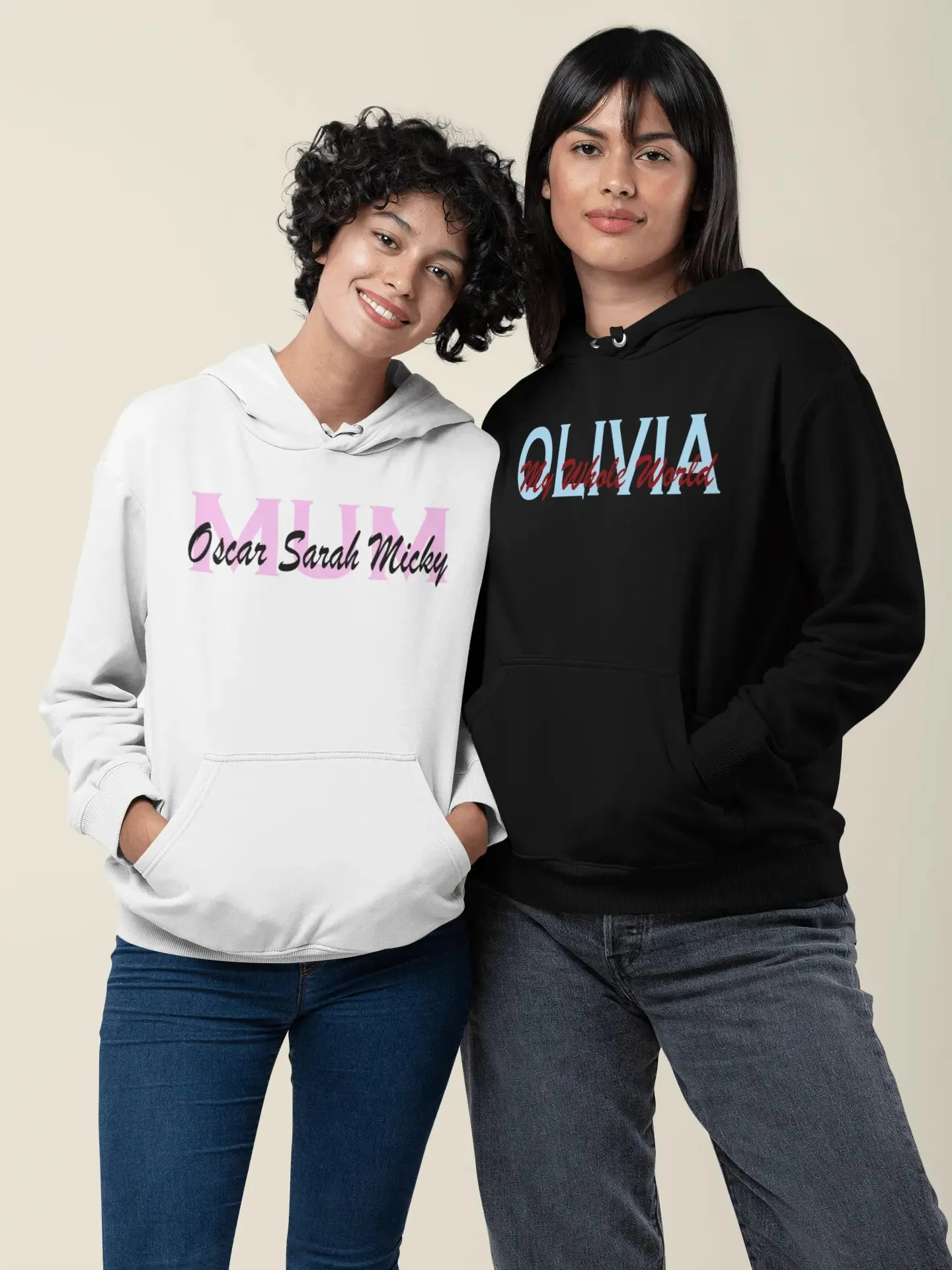 Embroidered Overlapping Name Unisex Hoodie