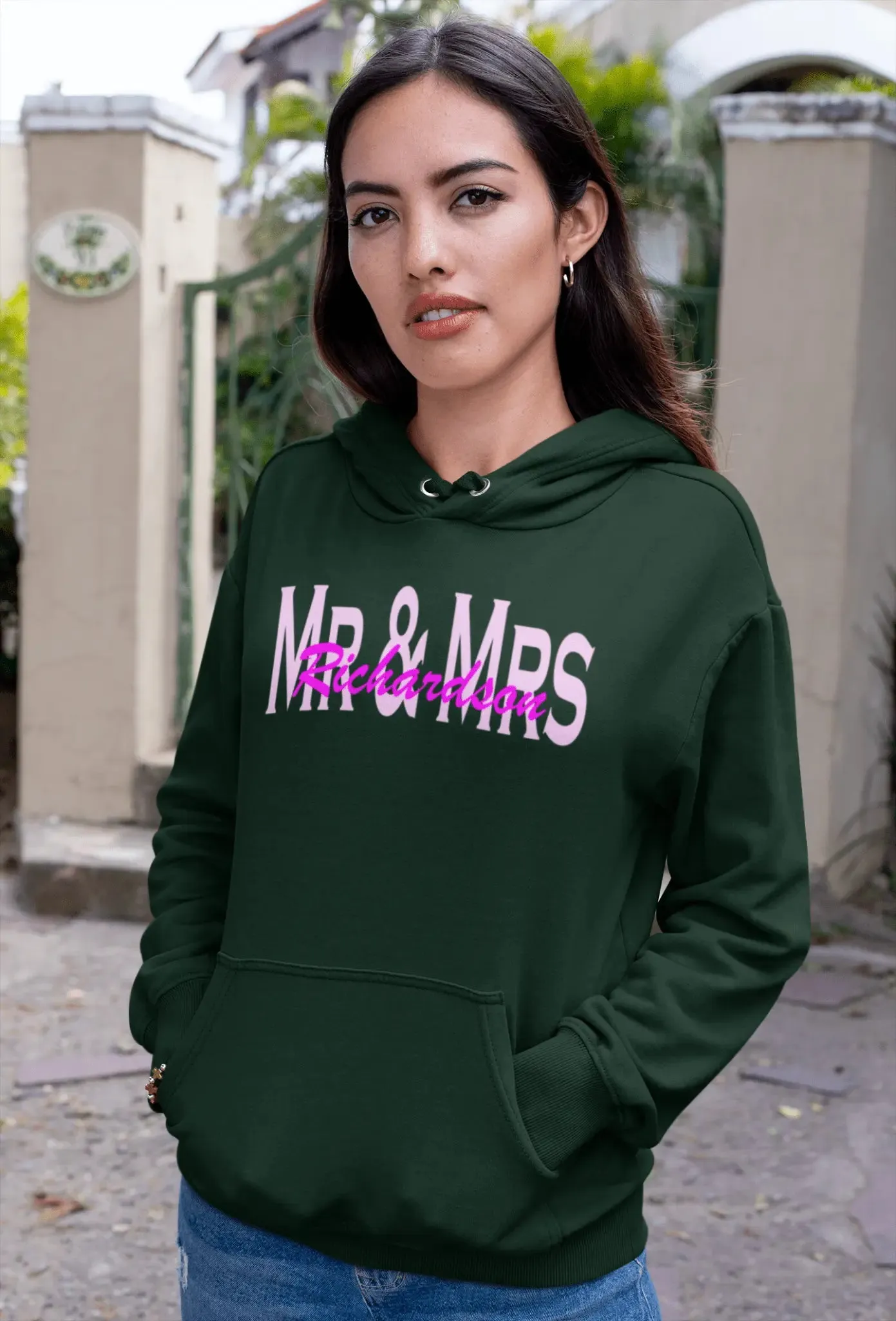 Embroidered Overlapping Name Unisex Hoodie