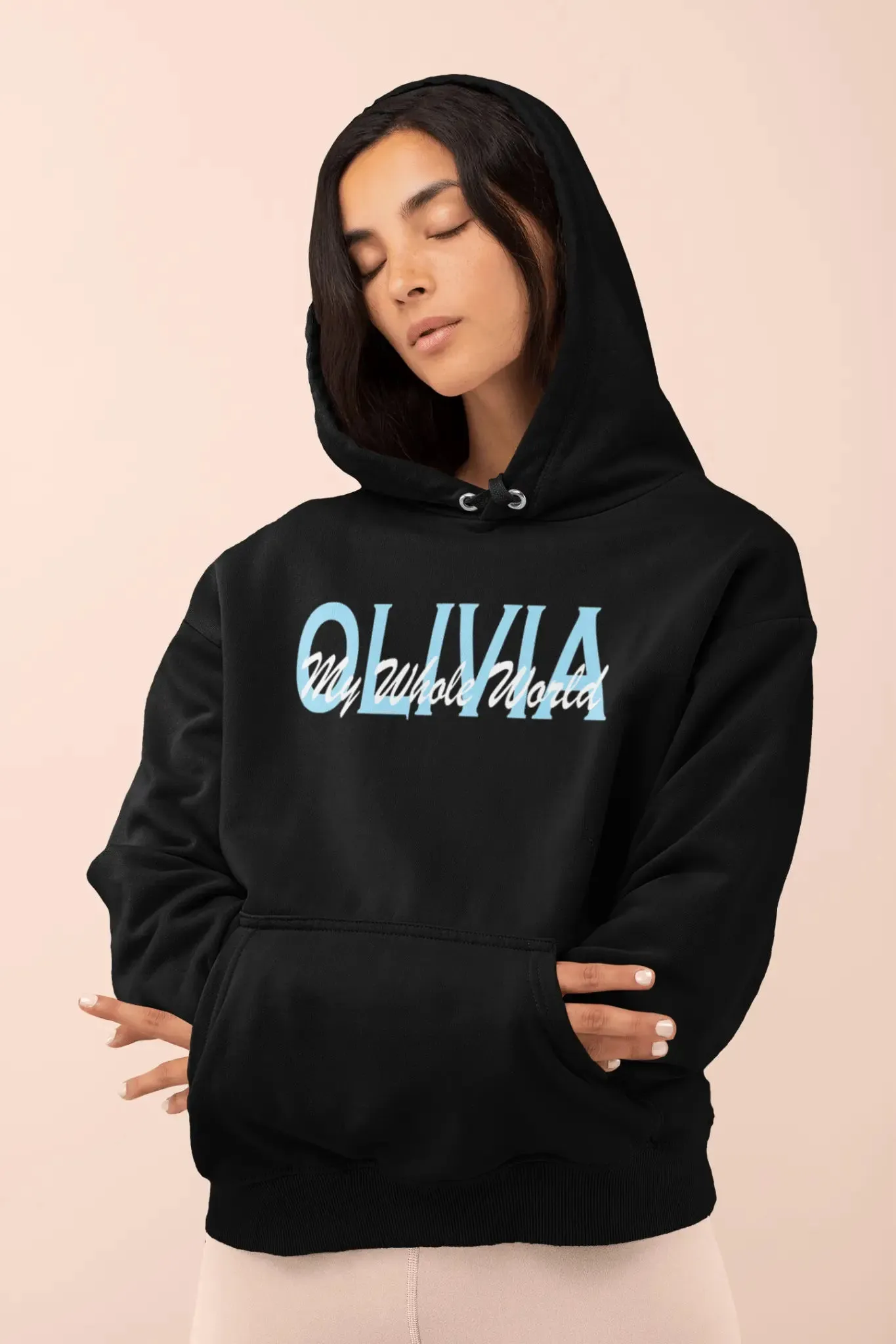 Embroidered Overlapping Name Unisex Hoodie
