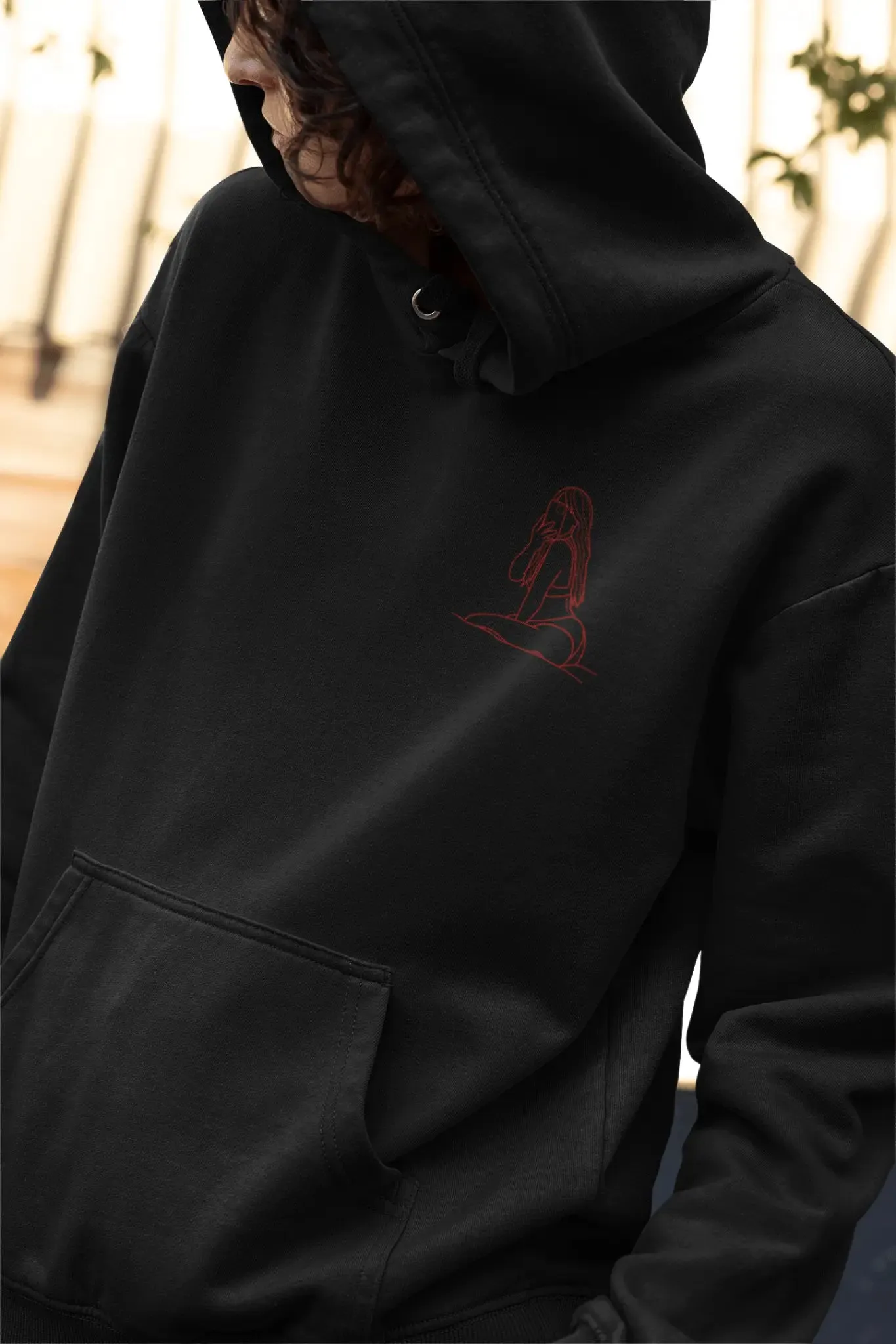 Embroidered Spicy Outline Photo Unisex Hoodie