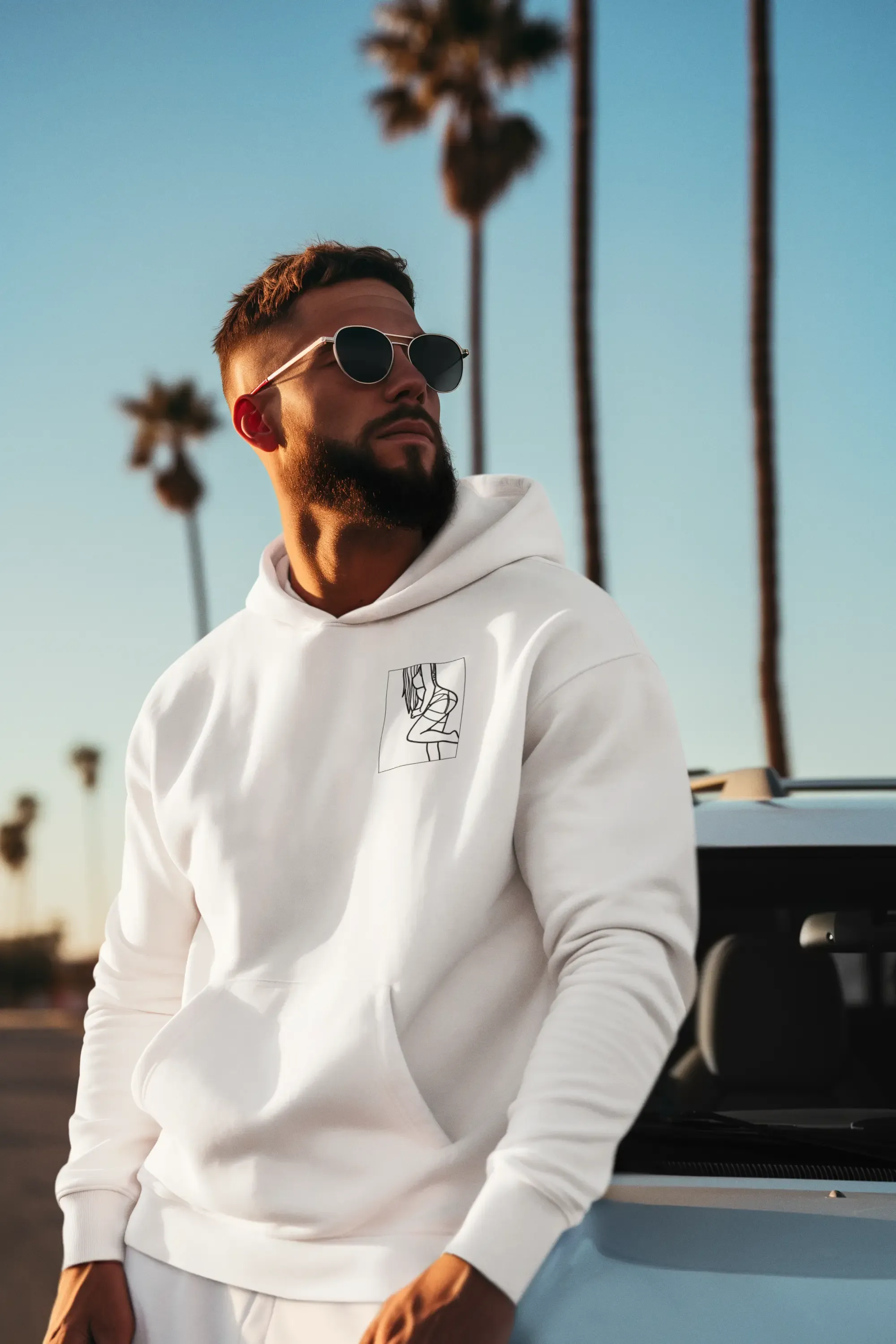 Embroidered Spicy Outline Photo Unisex Hoodie