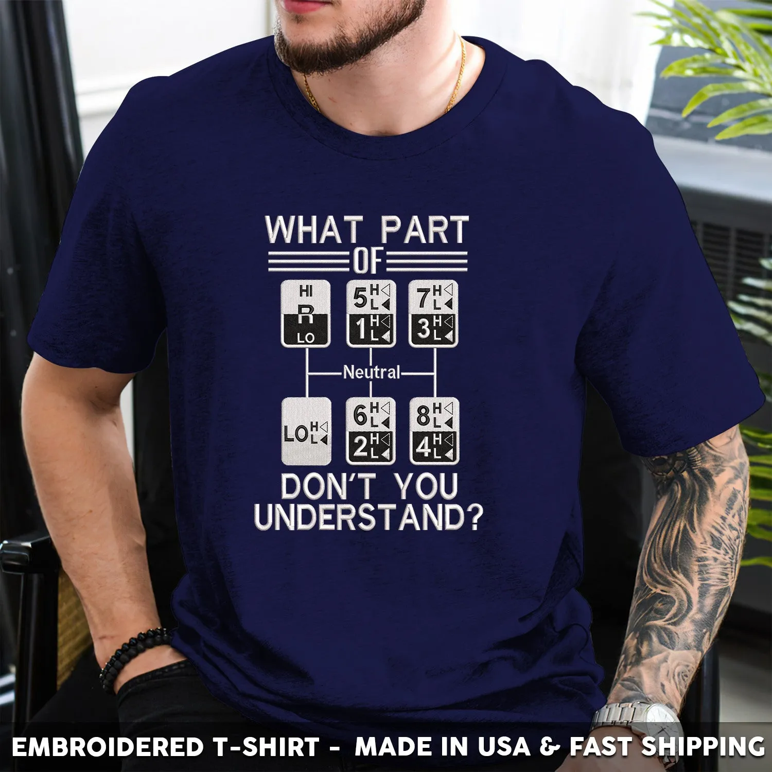 Embroidered T-Shirt - What Part Of Neutral Don't You Understand