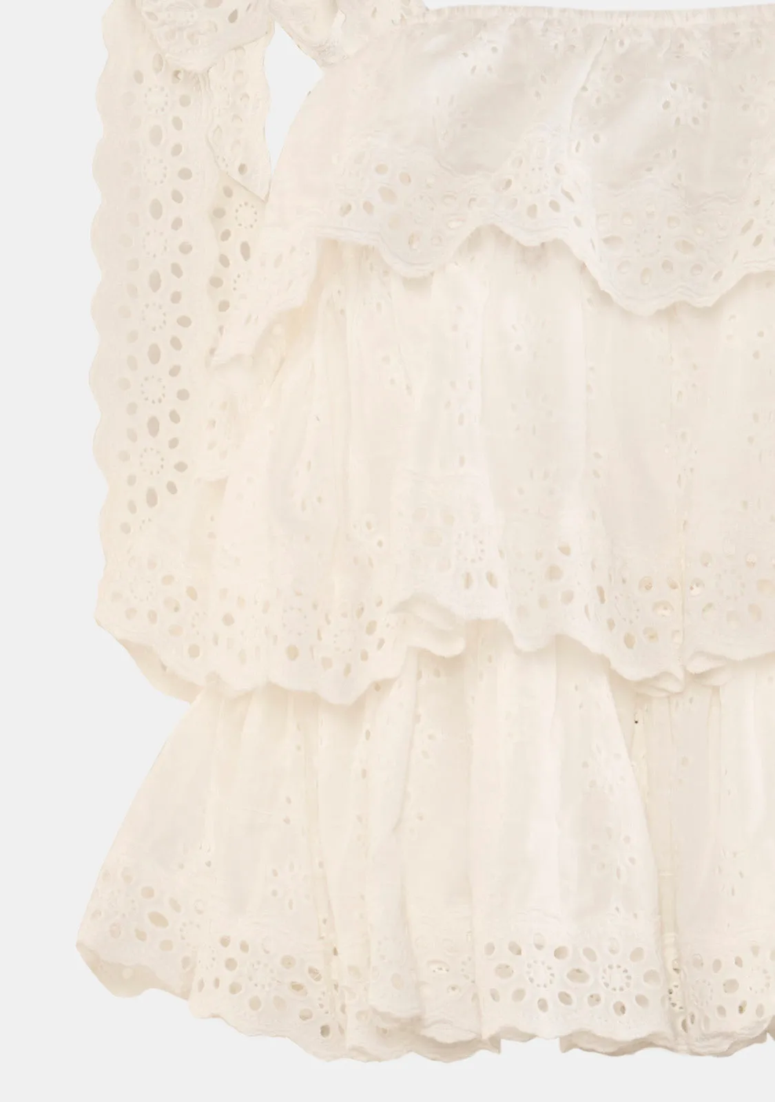 Embroidered Tiered Top With Lace Straps