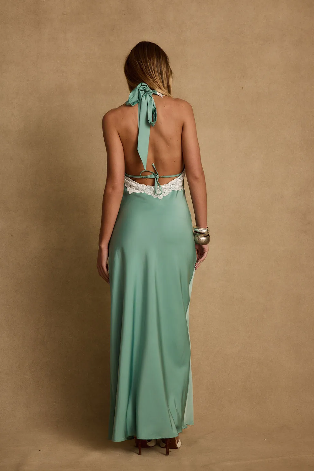 Fiorella Lace Satin Midi Dress