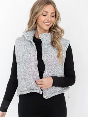 Floral High Neck Puffer Vest