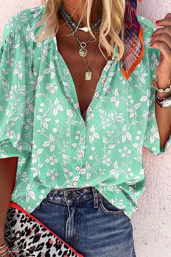 Floral Printed Puff Sleeve Shirt (5 Colors)