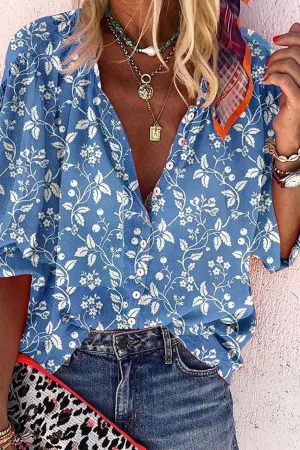 Floral Printed Puff Sleeve Shirt (5 Colors)