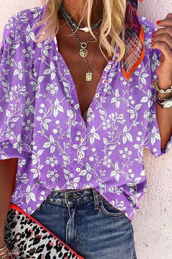 Floral Printed Puff Sleeve Shirt (5 Colors)