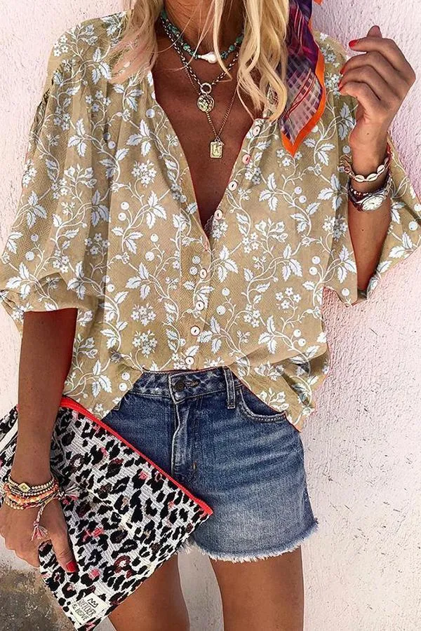 Floral Printed Puff Sleeve Shirt (5 Colors)