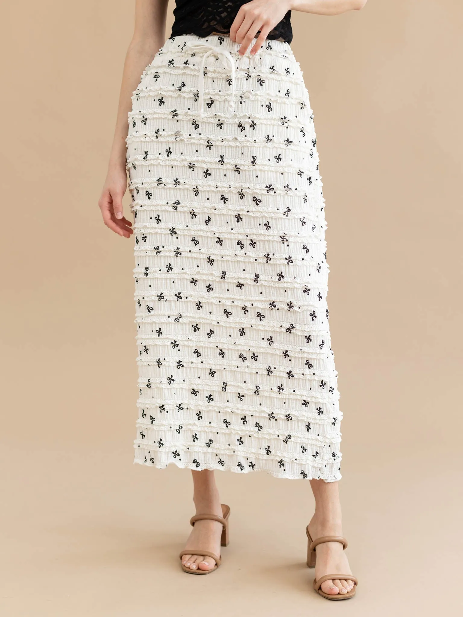 Frill Bow Midi Skirt