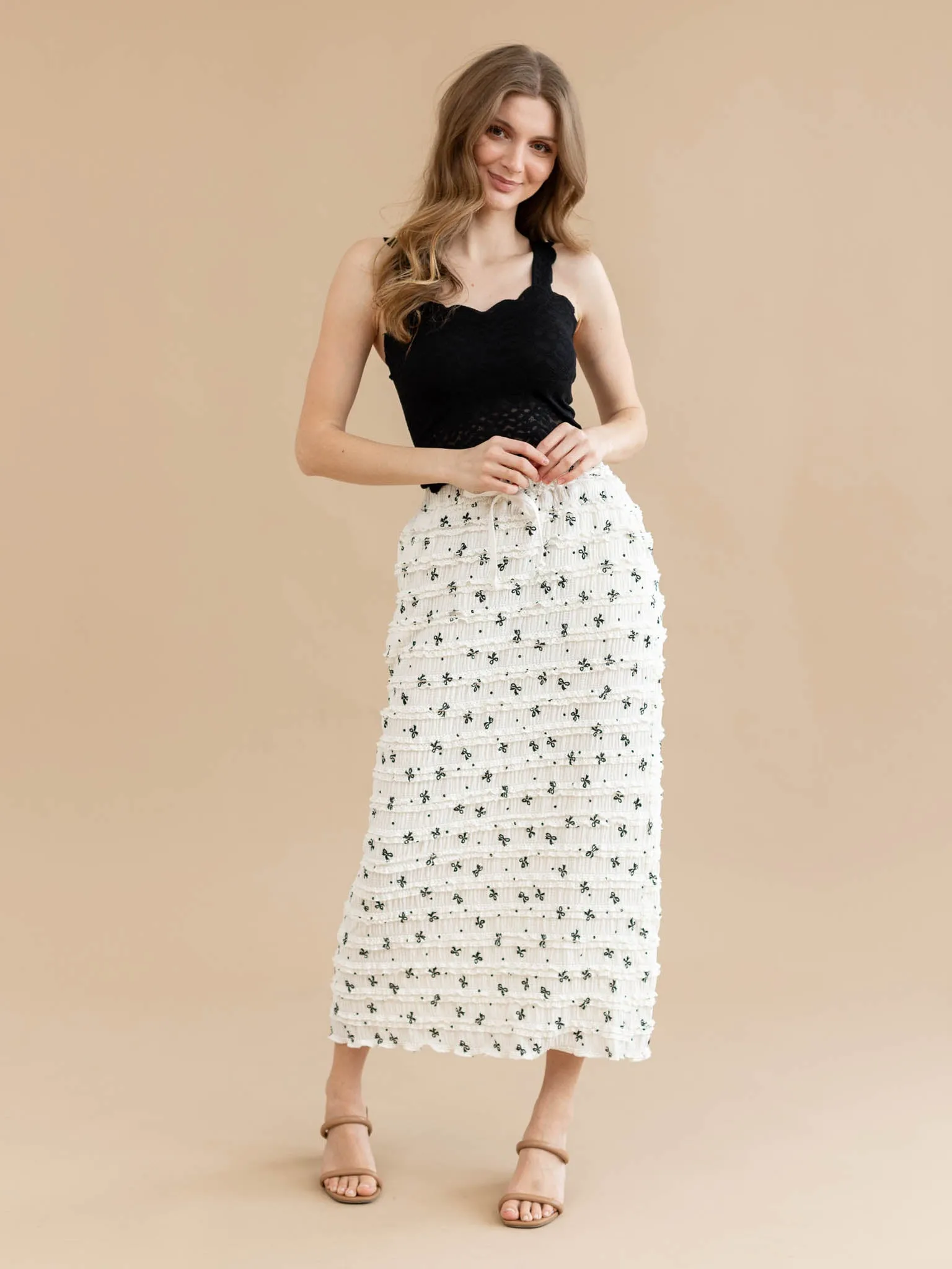 Frill Bow Midi Skirt