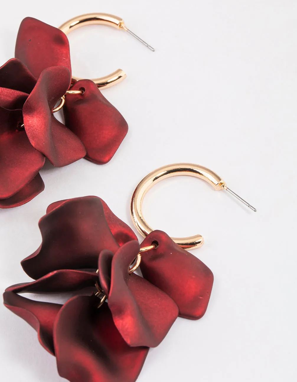 Gold Coated Petal Huggie Earrings