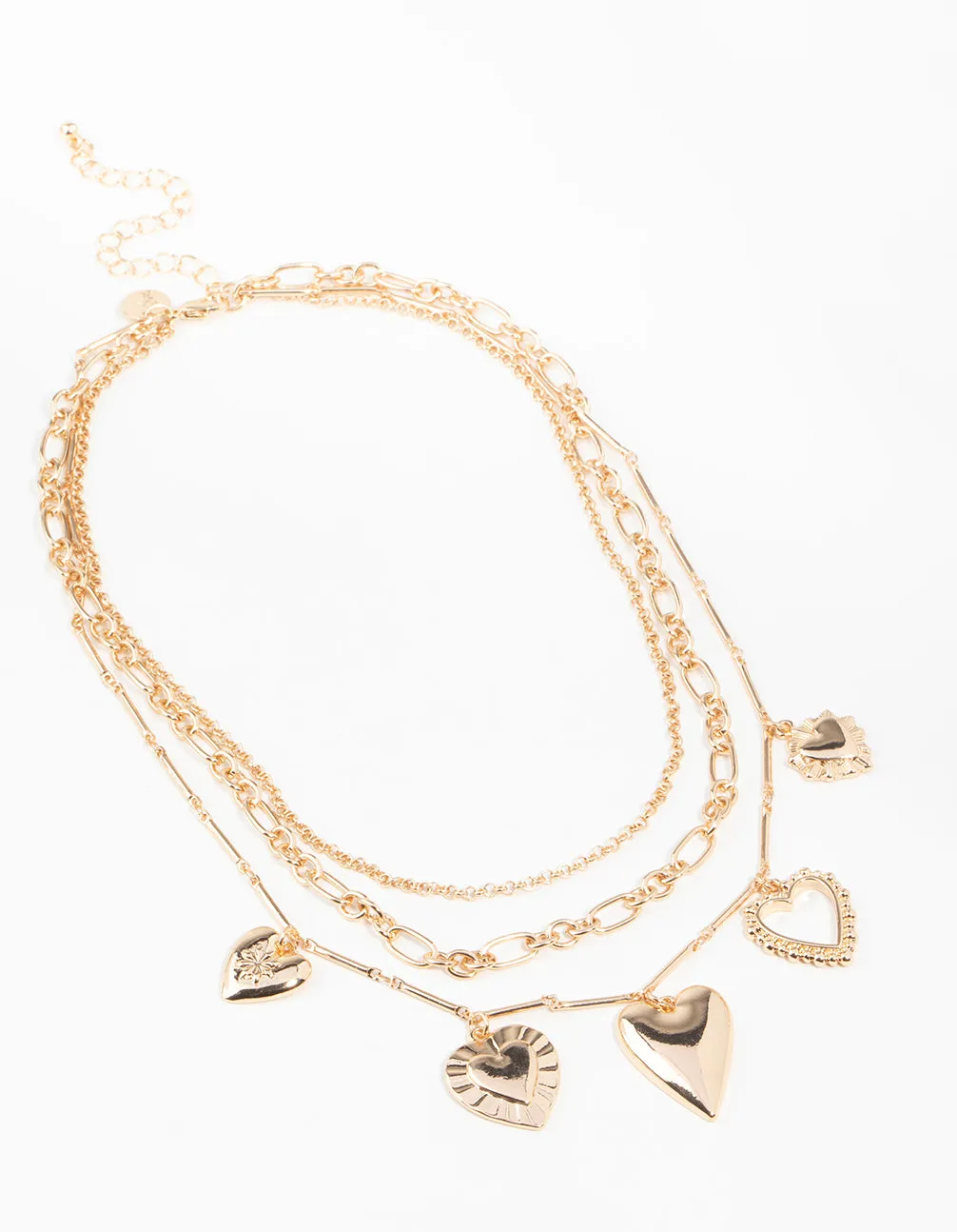 Gold Heart Layered Charm Necklace